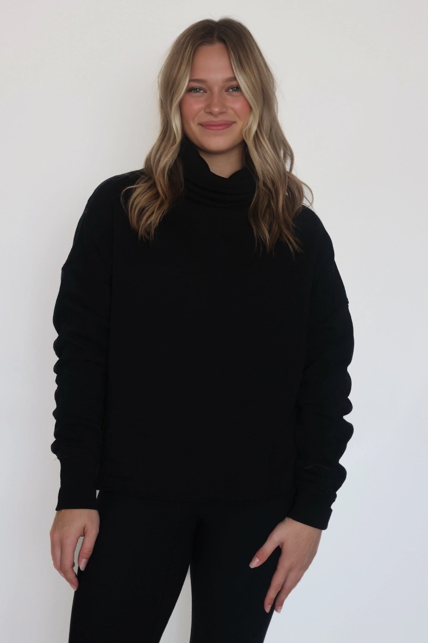 Zero Waste Cut Pattern Grid Texture Fabric Lounge Layer Turtleneck