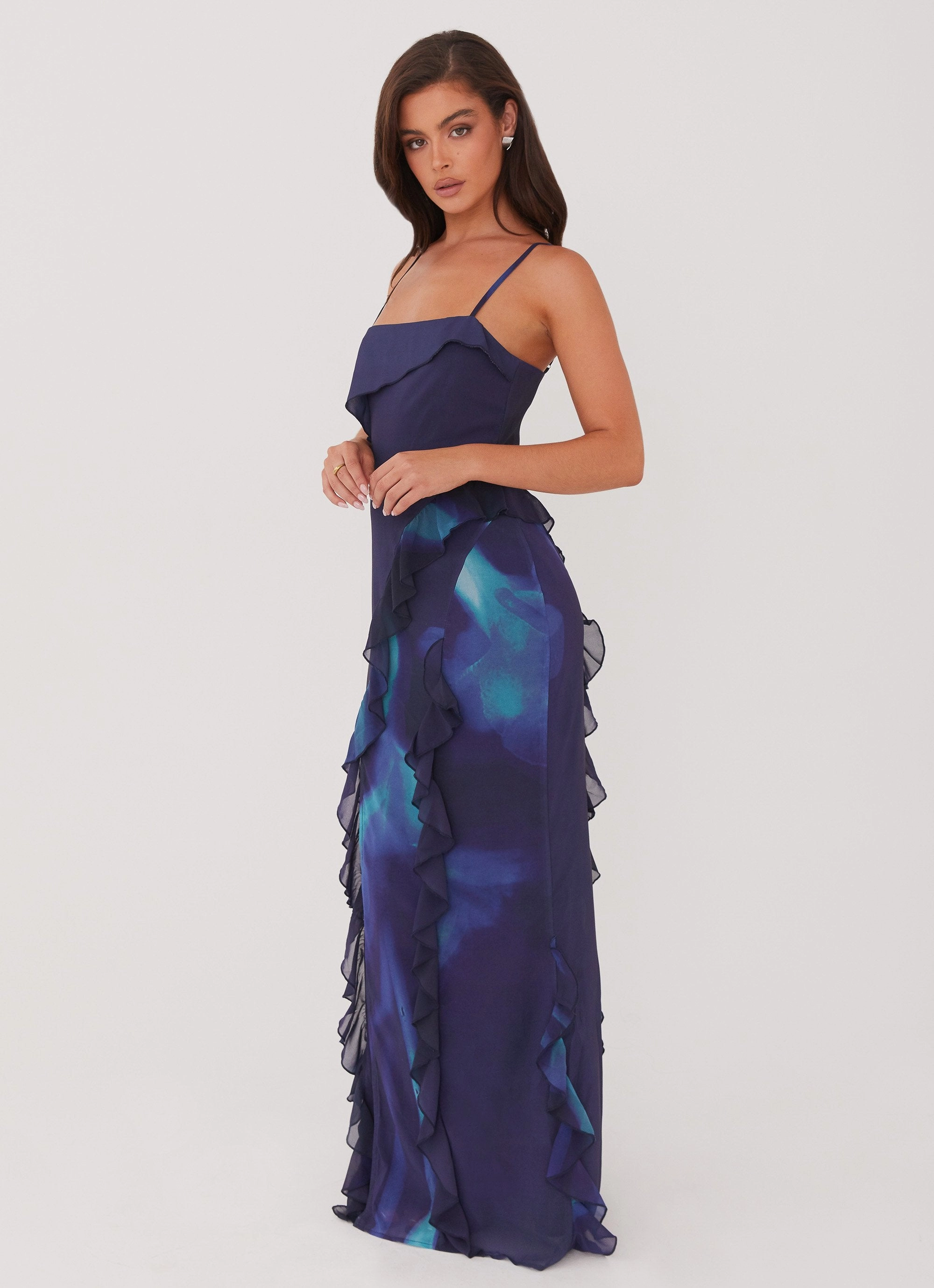 Do No Wrong Ruffle Maxi Dress - Cyber Rose Resort Vibes