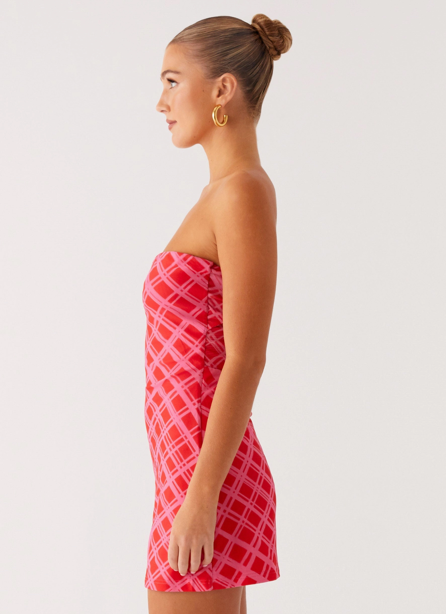 Knit Cool Vibrant Light Hamilton Mini Dress - Pink Check