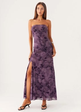 Trendy Waist Alexandrite Midi Dress - Purple Alexandrite Midi Dress - Purple French Vibe Relaxed-fit gown