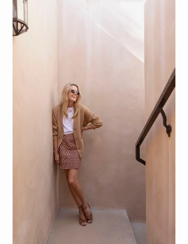 MASON'S DAUGHTER Skirt, Chocolate and Pink Lattice Print Sporty Comfort Wear