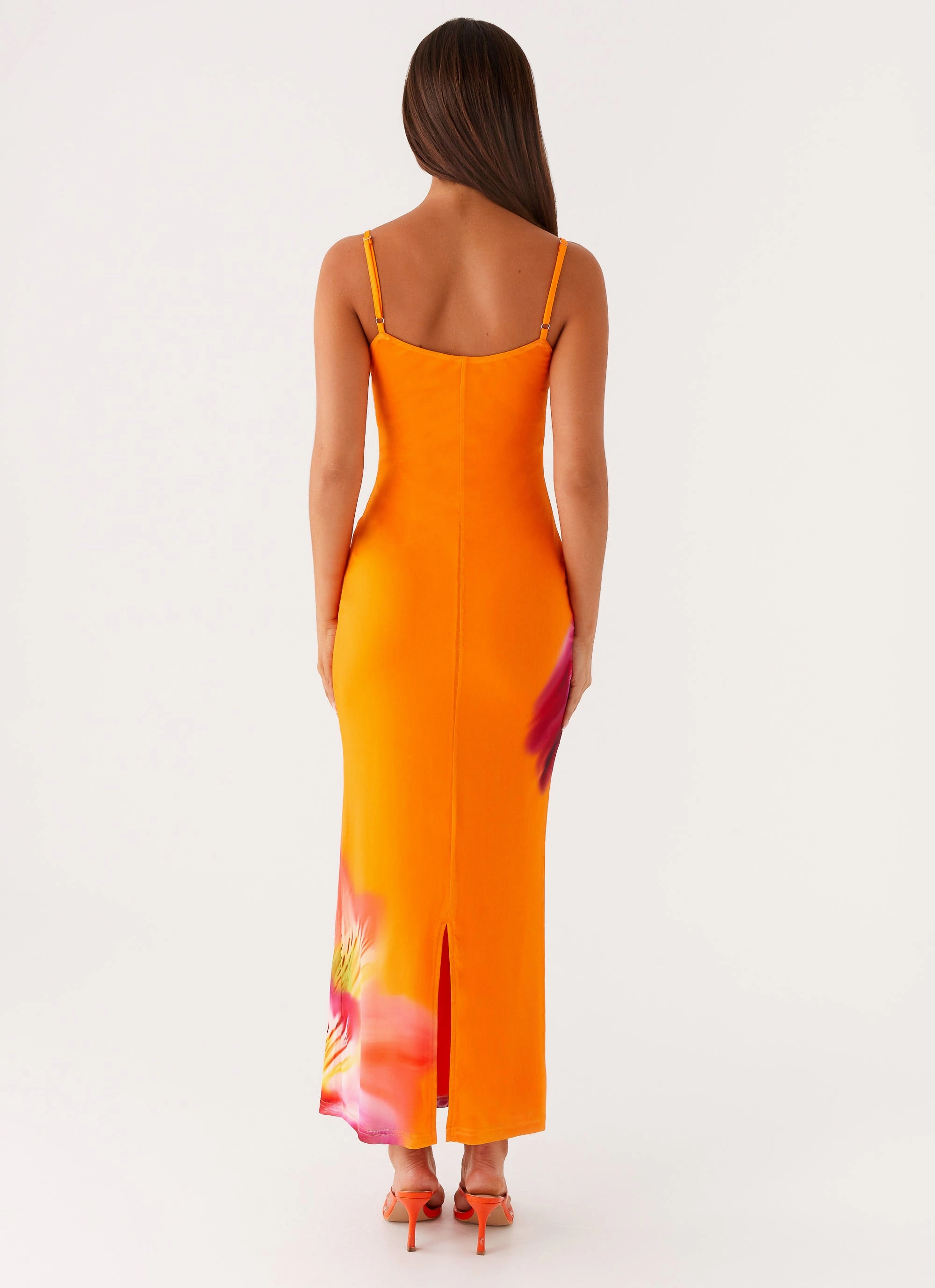 Kasey Midi Dress - Orange Tropical Fashion Layers Layered-Look