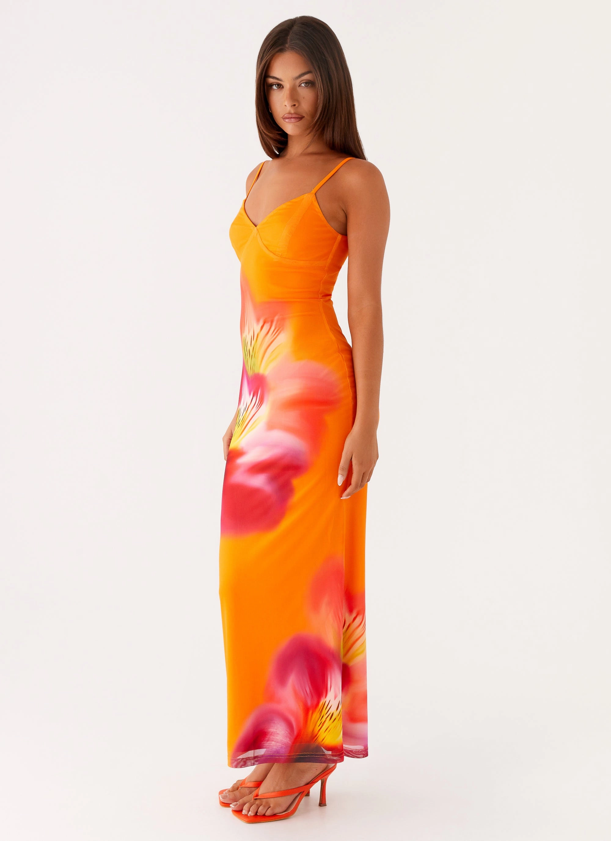 Red Carpet Kasey Midi Dress - Orange Tropical
