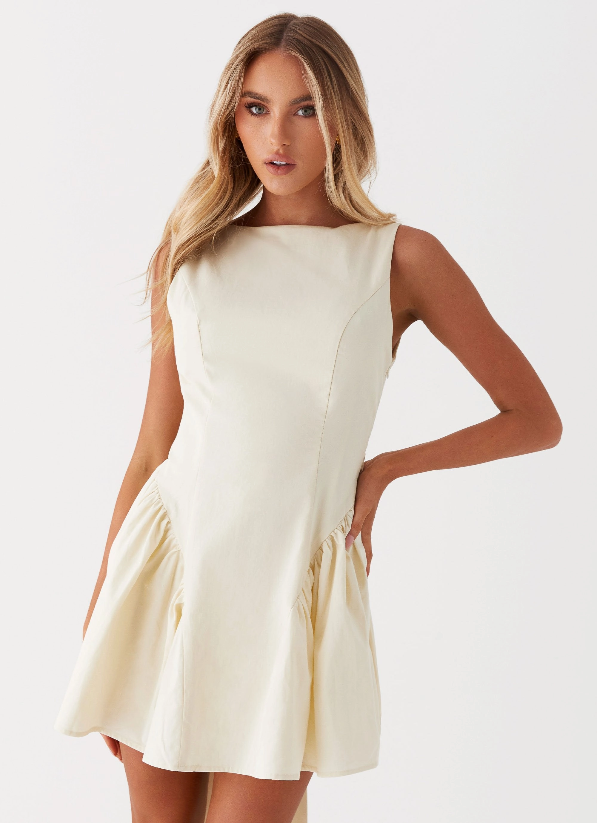 Empire Waist Invited Mini Dress - Ivory