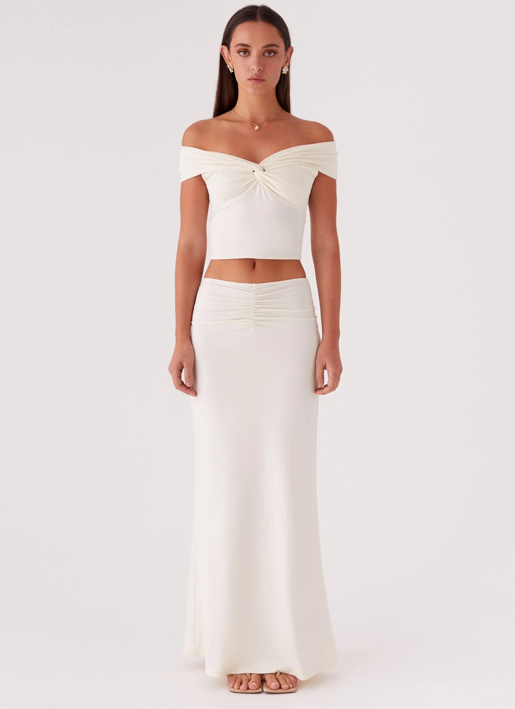 perforated design Soft Touch Trixie Maxi Skirt - Ivory