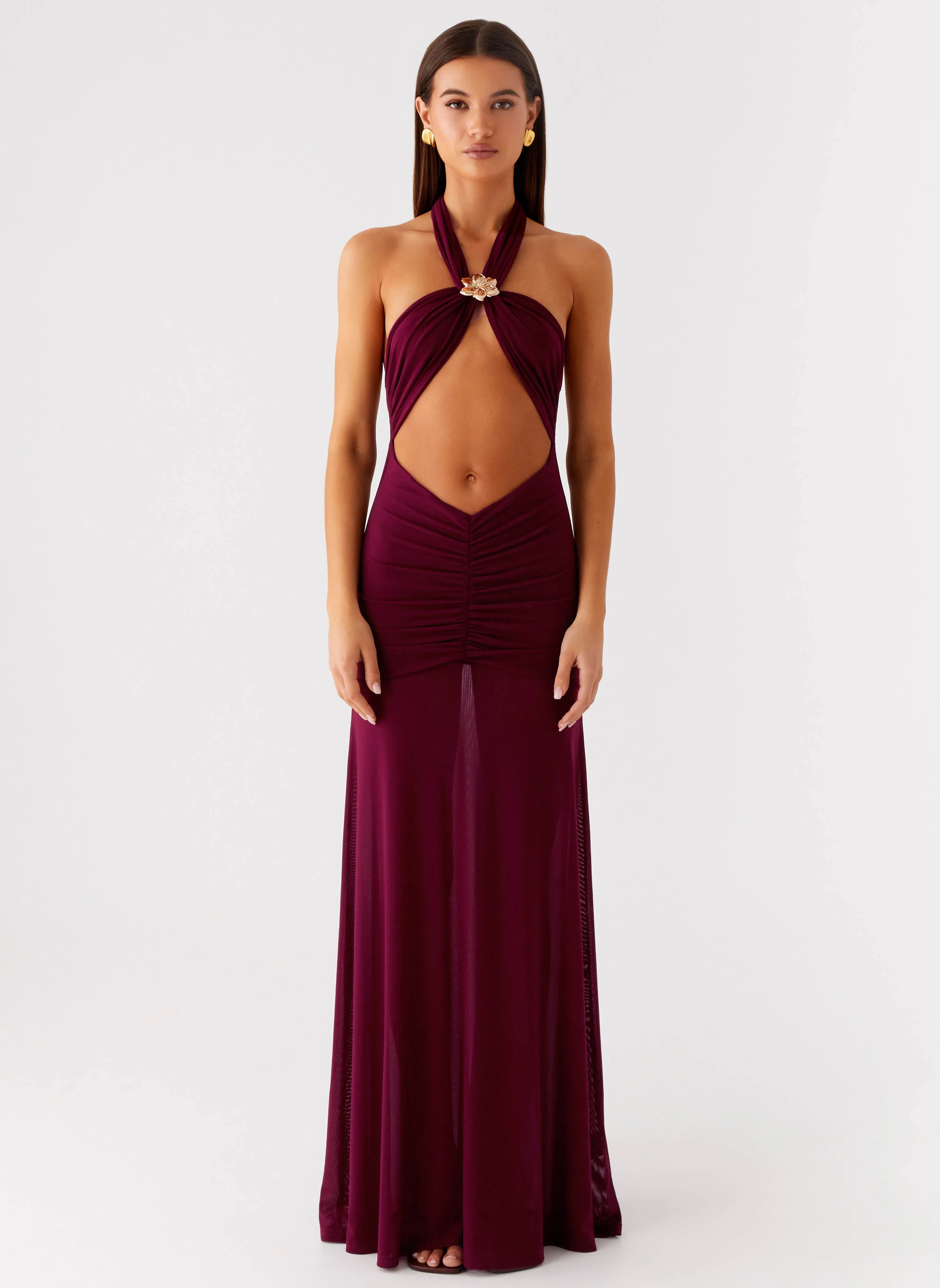 Edgy Fashion Adjustable Hem Deltina Maxi Dress - Boysenberry