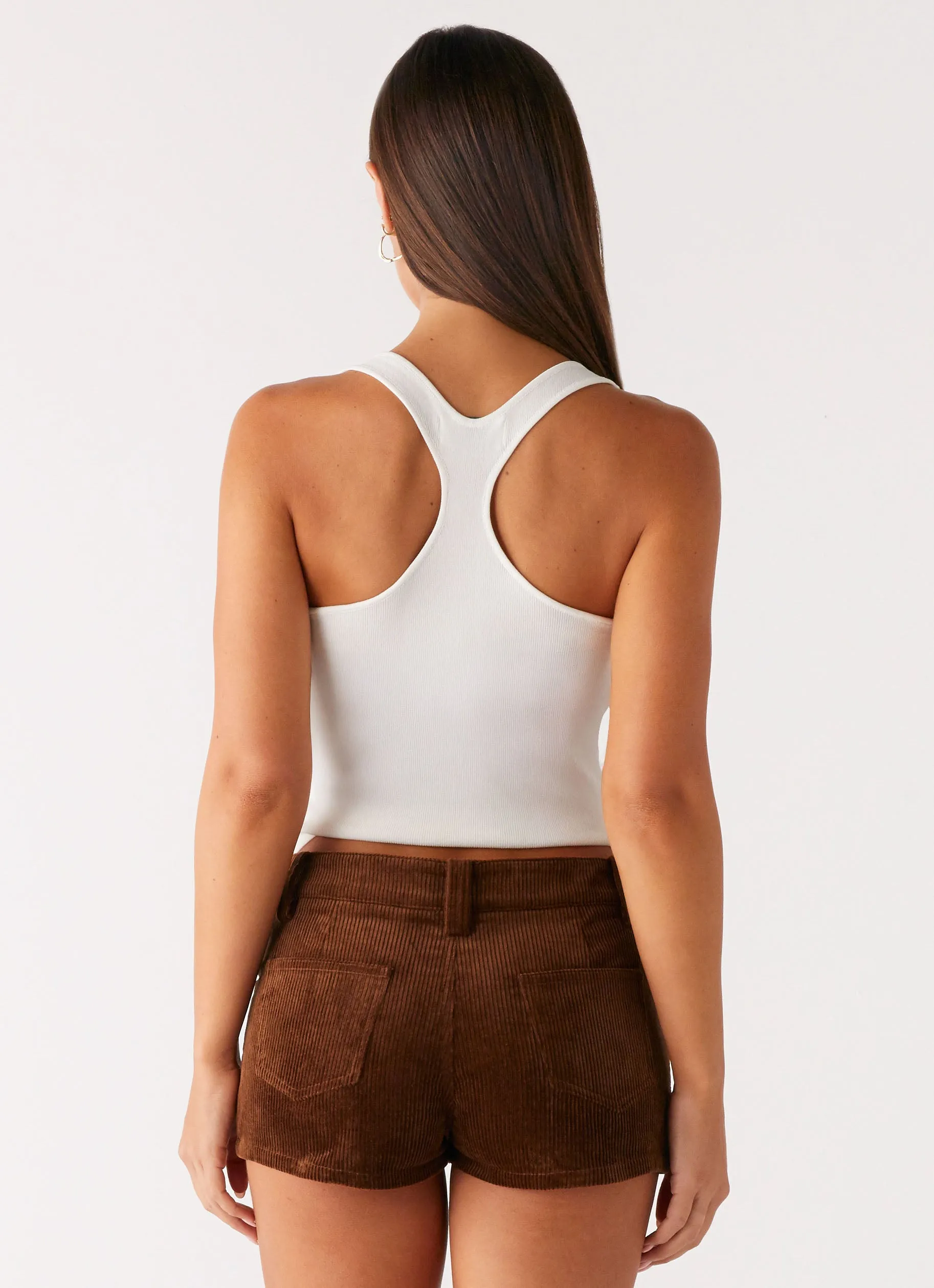 Minimalist Chic Tropics Low Rise Cord Mini Skort - Walnut