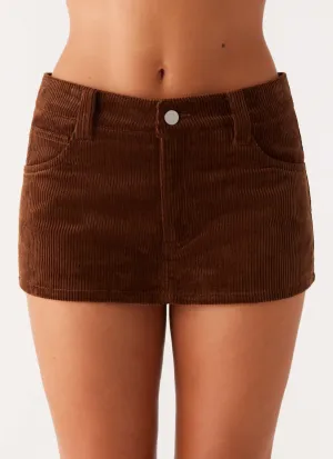 Tropics Low Rise Cord Mini Skort - Walnut Washed Look Cultural Heritage Mix Culture Tropics Low Rise Cord Mini Skort - Walnut