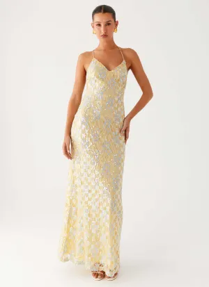 Summer Camp Neutral Toned Stitching Truly Mine Maxi Dress - Yellow