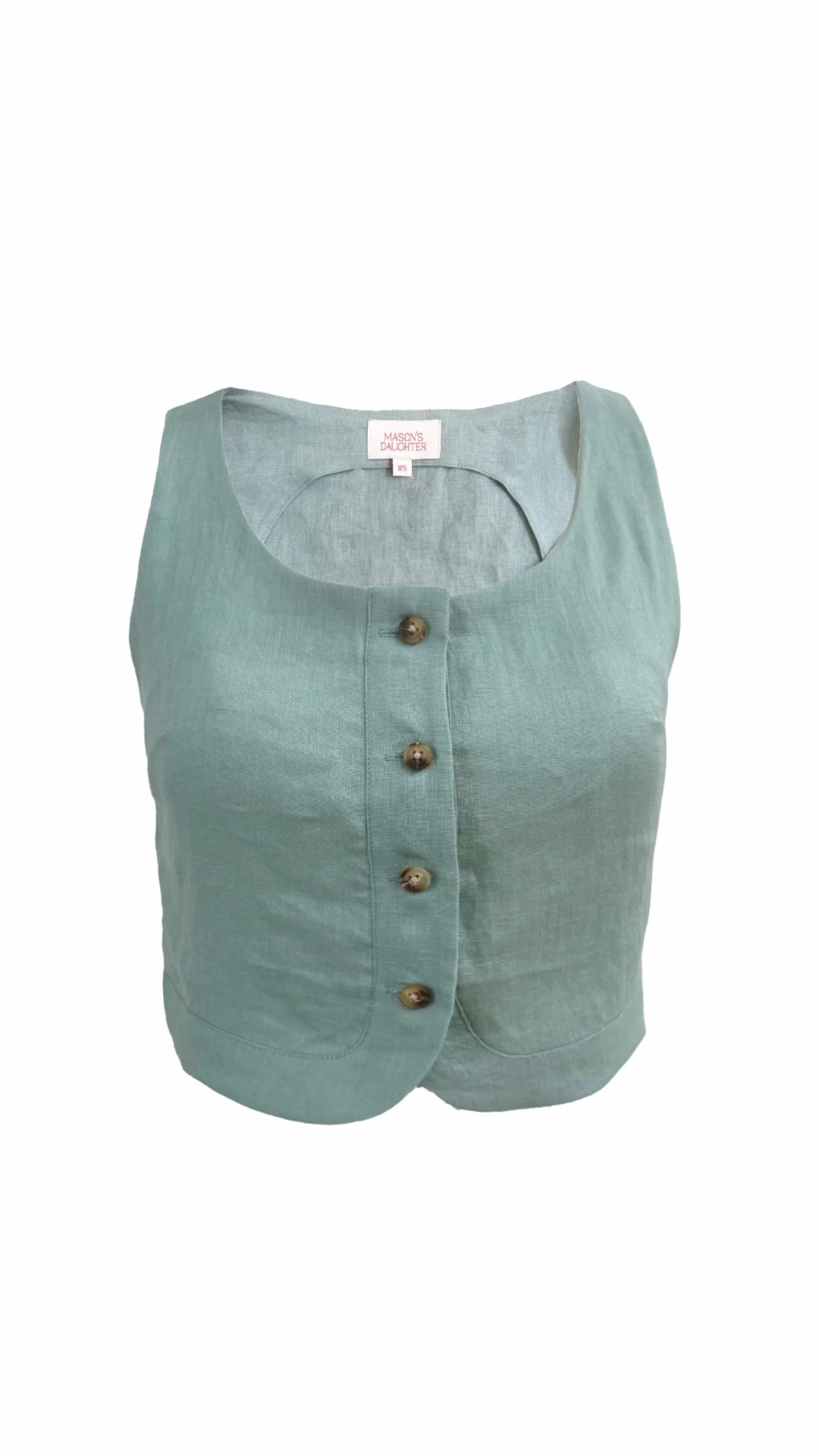 MASON'S DAUGHTER | Andrea Top, Sage Green Compact Weave Fabric AllClimateAdaptive