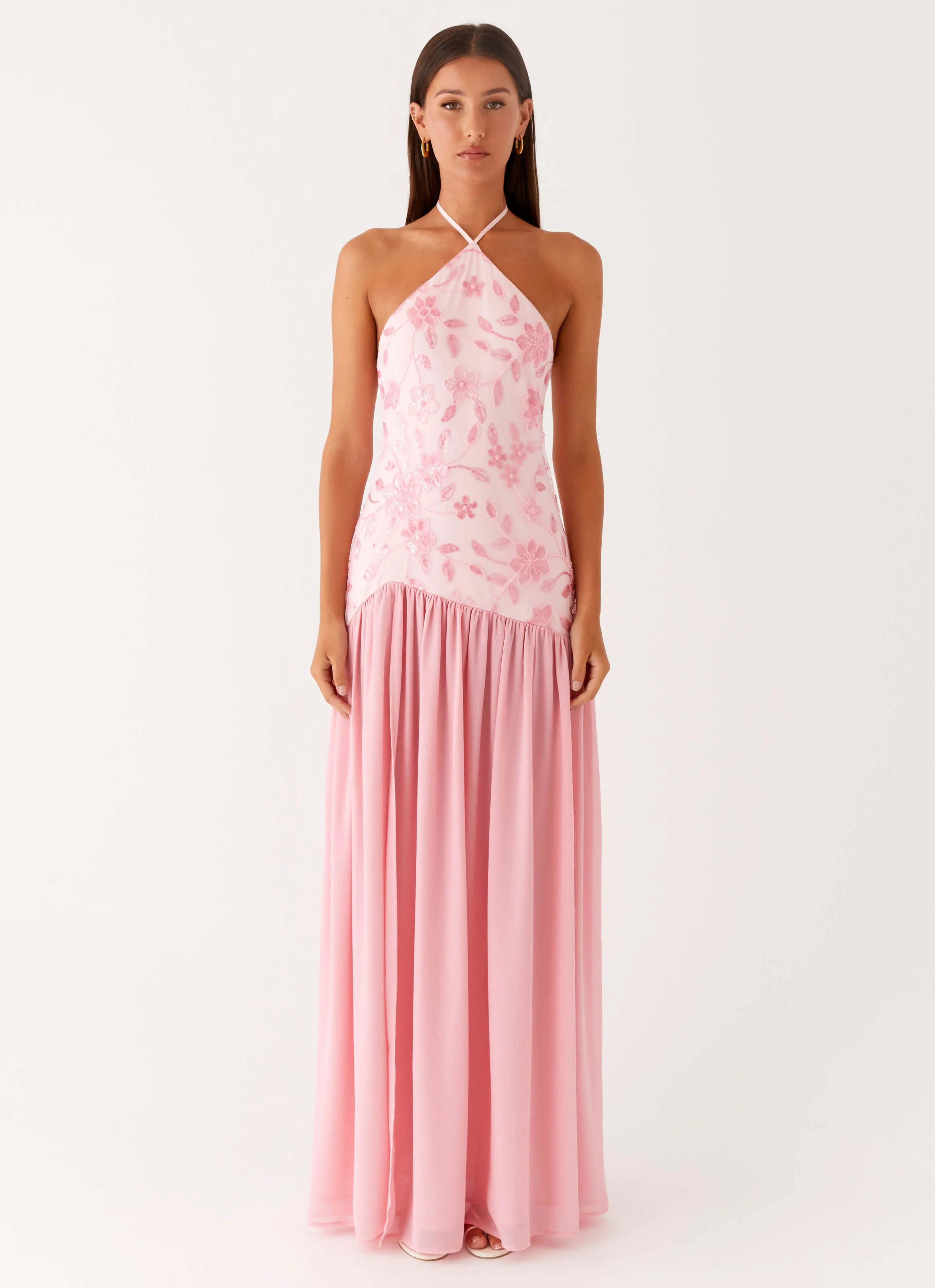 Janelle Beaded Maxi Dress - Pink Beach Wear