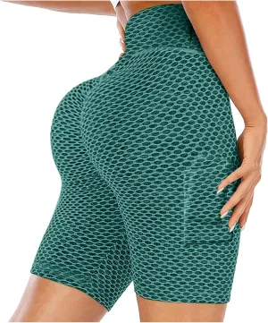 tuduoms Butt Lifting Workout Shorts Women's Brazilian Textured Gym Running Leggings Athletic High Waisted Yoga Sweat Shorts
