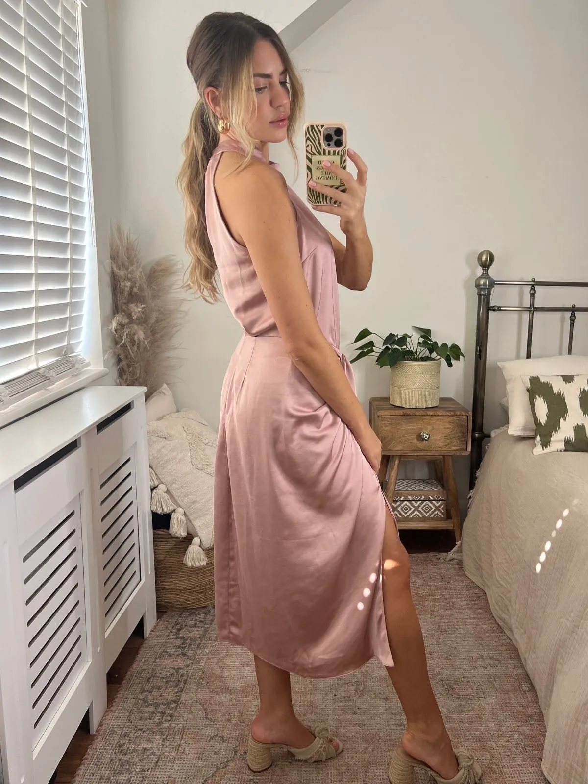 Valencia High Waist Drape Skirt / Blush Formal Event