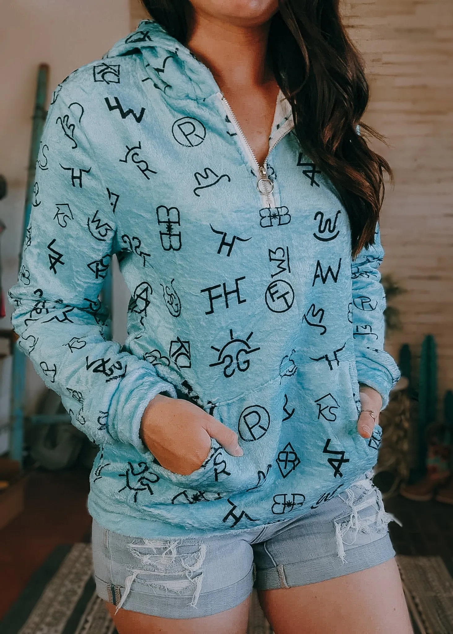 Turquoise Brands Fleece Zip Hoodie