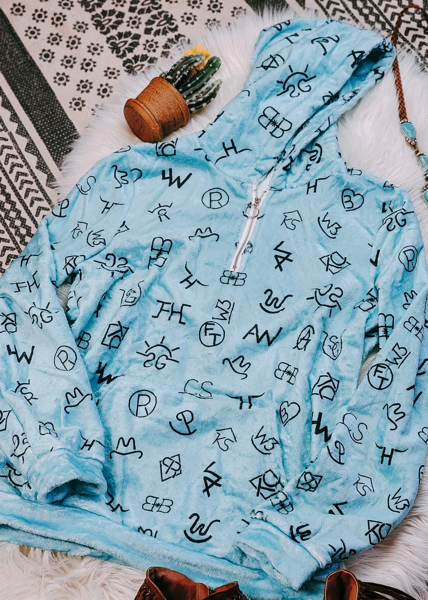 Turquoise Brands Fleece Zip Hoodie
