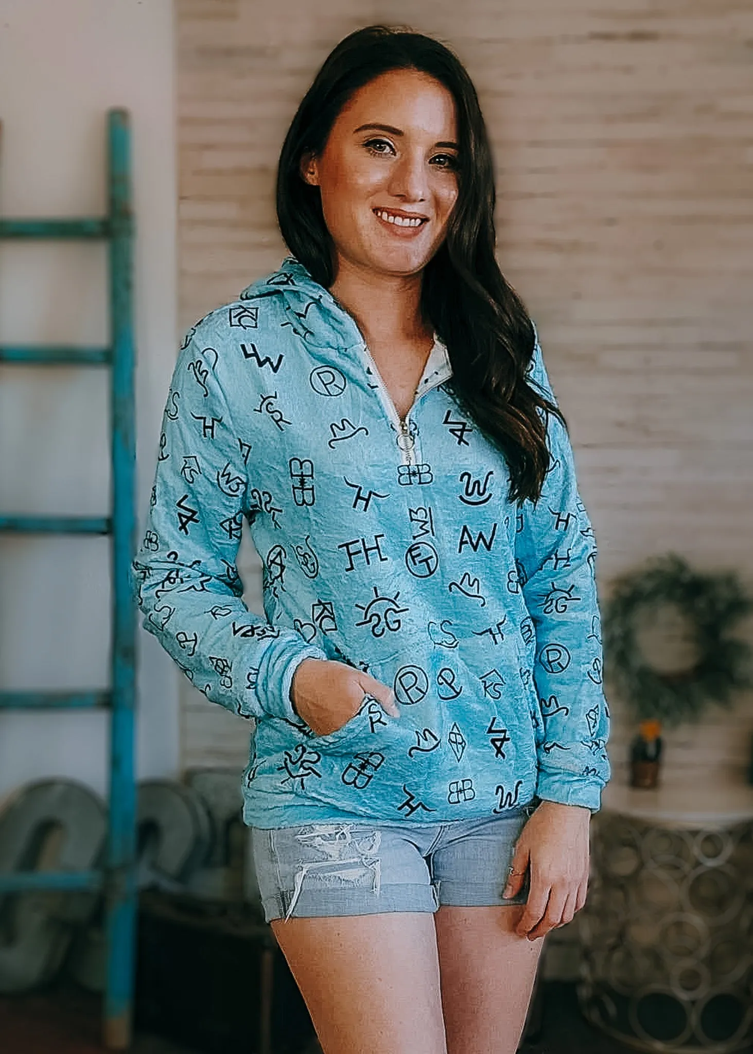 Turquoise Brands Fleece Zip Hoodie