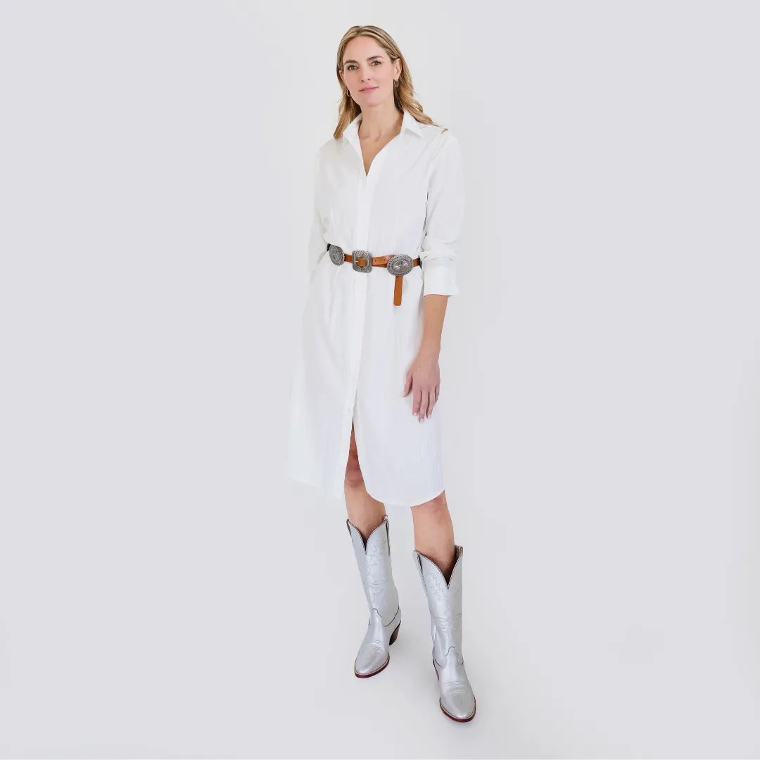 Tailored Piece MASON'S DAUGHTER | Sutton Shirtdress, White/Tonal Stripe