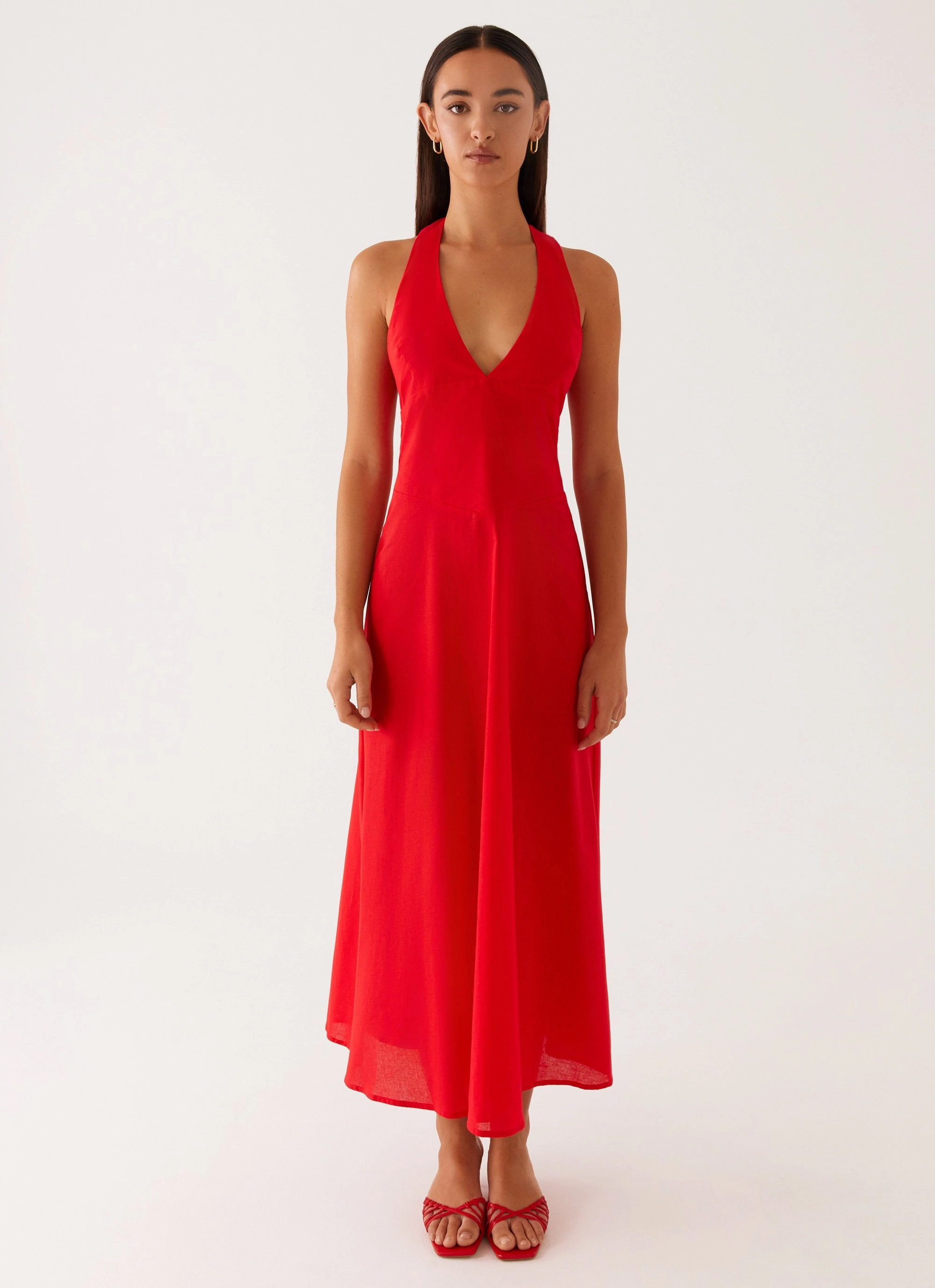 Feminine Touch Falling For You Midi Dress - Red