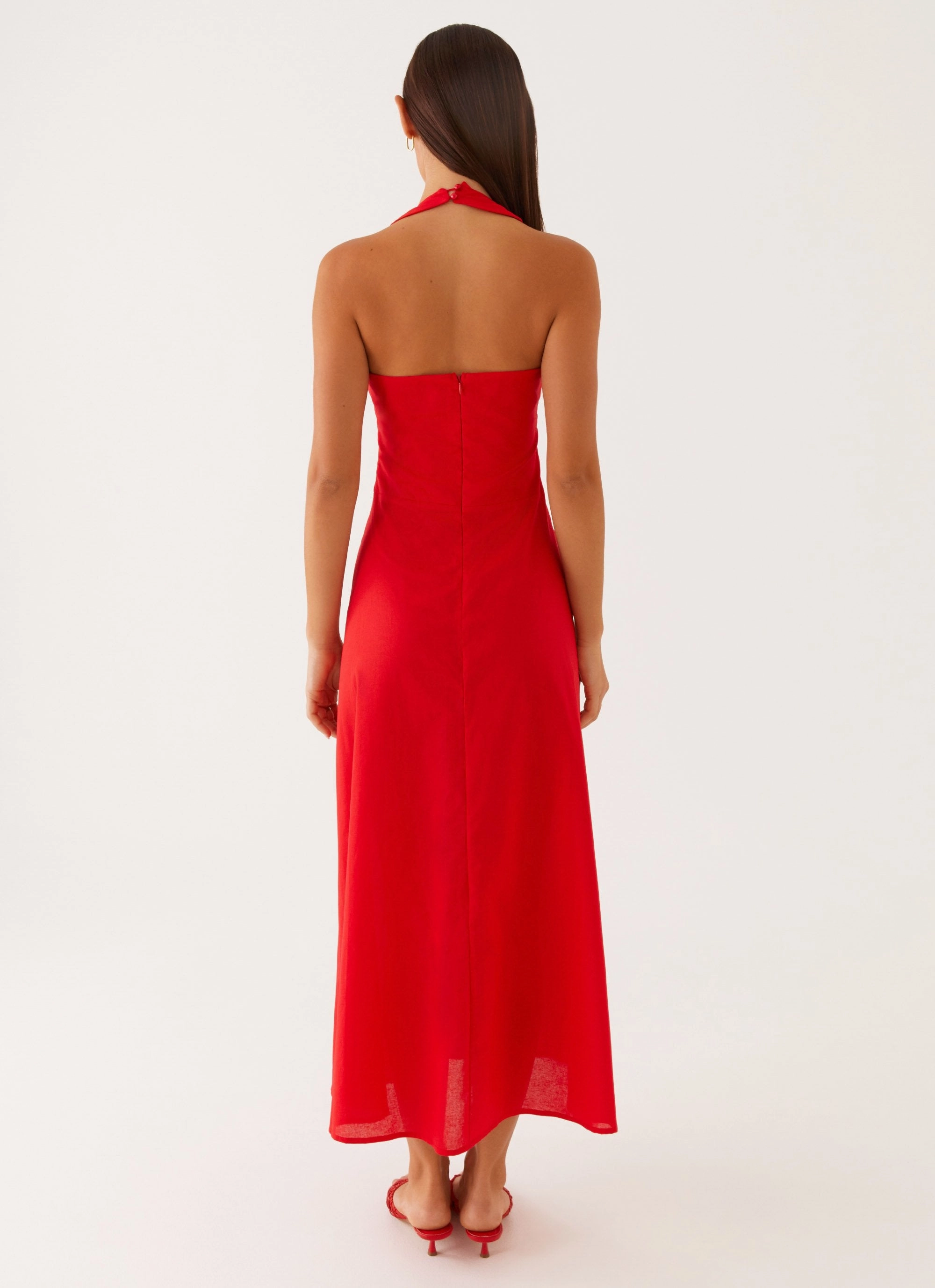 All Timewear Wrinkle-Resistant Falling For You Midi Dress - Red