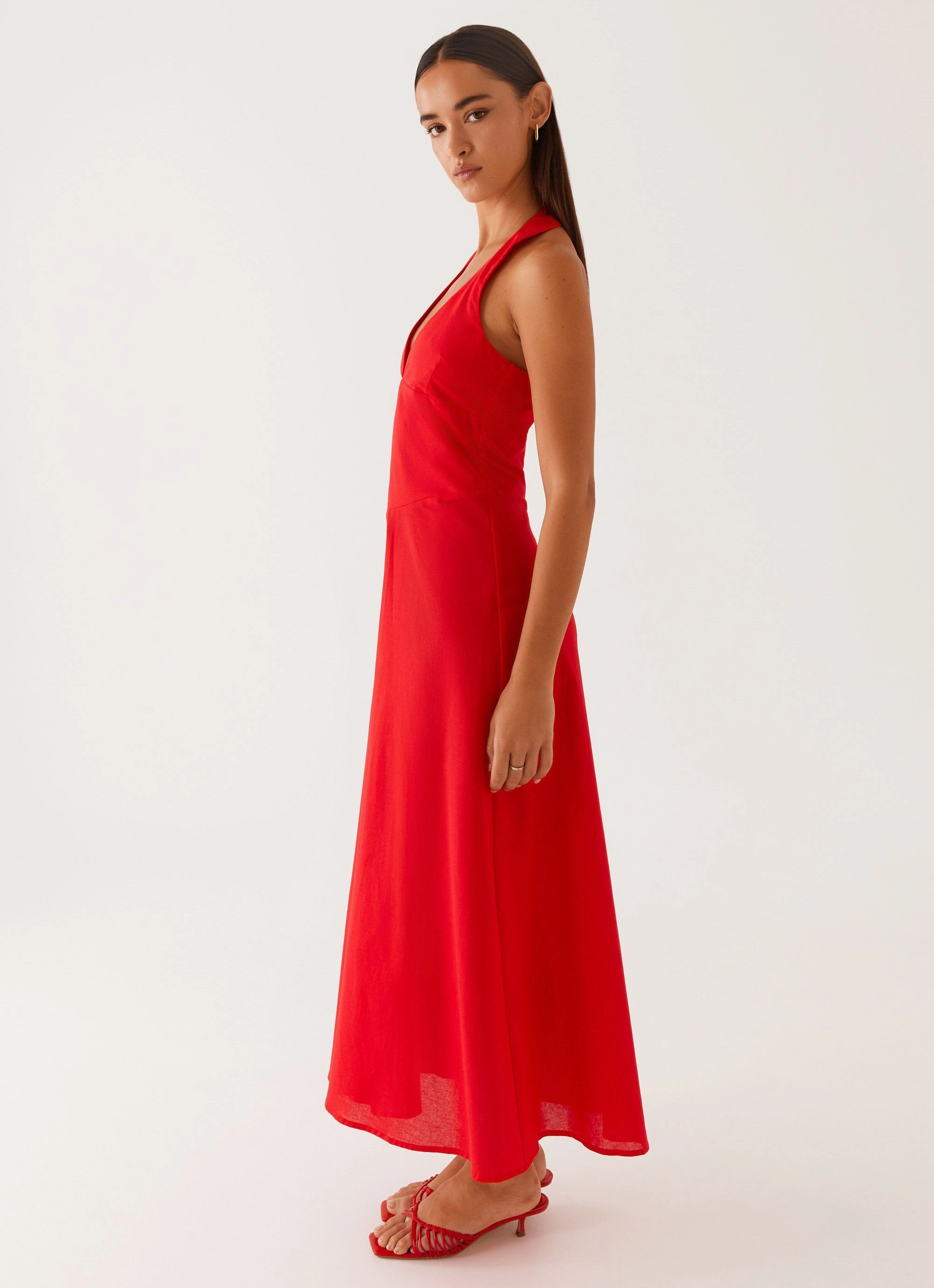 Falling For You Midi Dress - Red Flattering bodycon dress