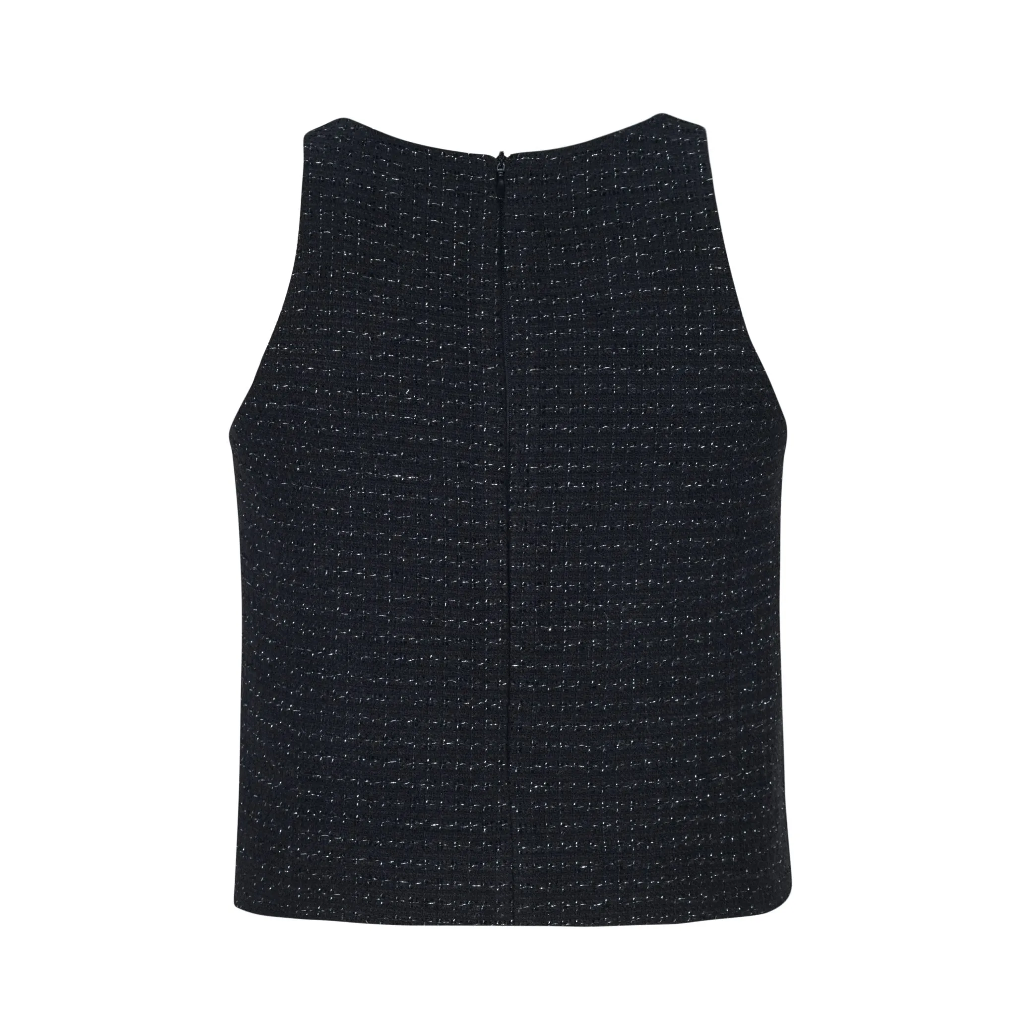 Tweed Pearl Tank Top in Black