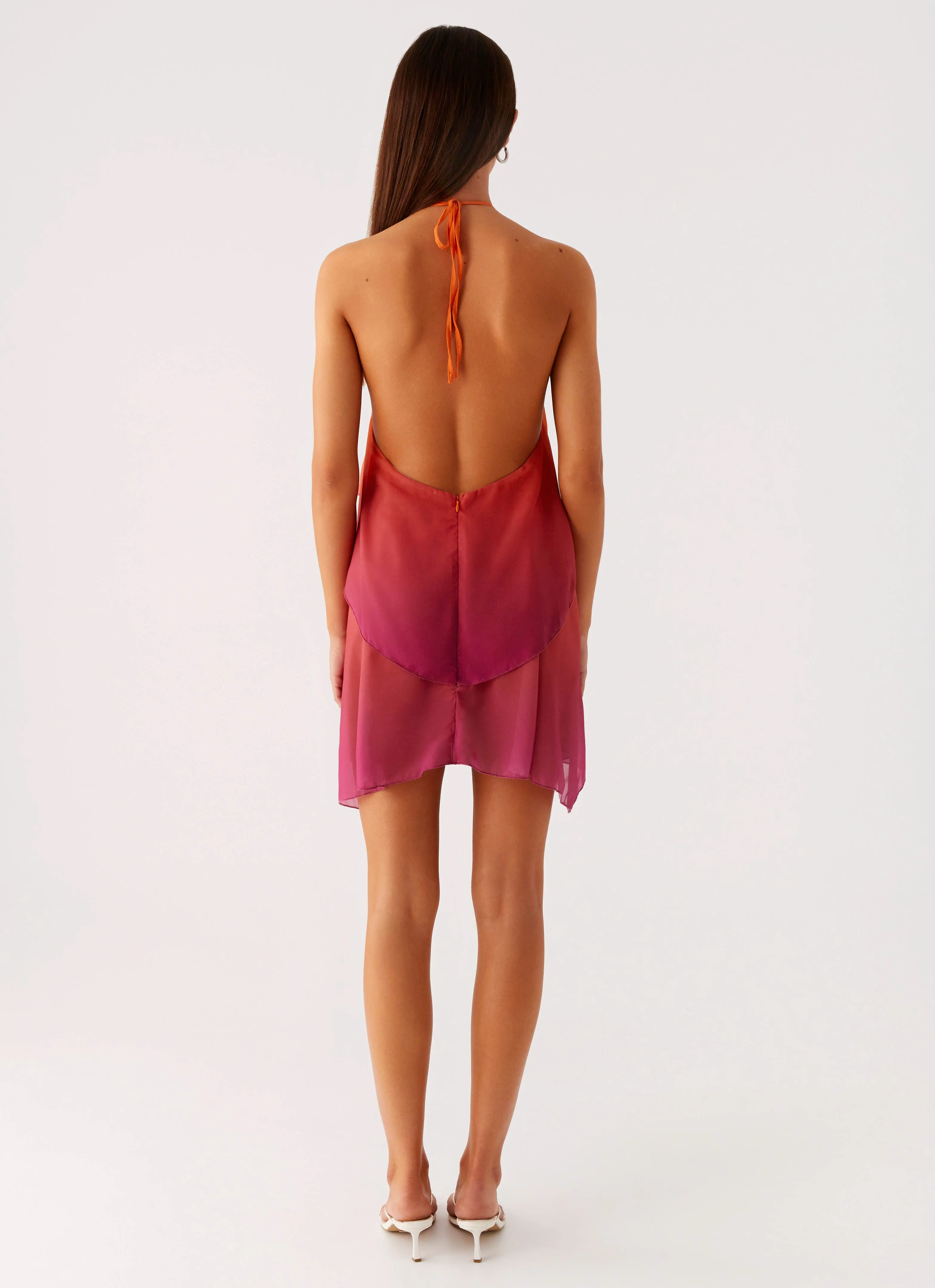 Durable Fabric Autumn Look Twin Flame Mini Dress - Orange Gradient