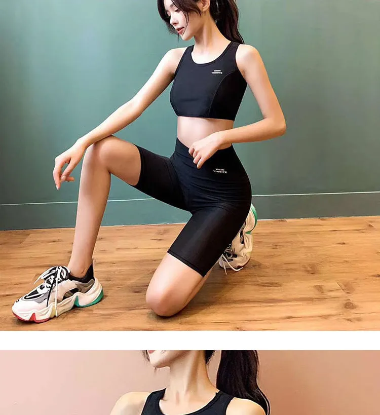 Two-Piece Sets Sporty Fitness Fitting Tops Women Slim Look Hip-Flattering Aid In Sweating Leggings Yoga Tank Top Short Pants Activewear