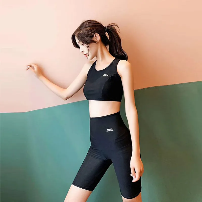 Two-Piece Sets Sporty Fitness Fitting Tops Women Slim Look Hip-Flattering Aid In Sweating Leggings Yoga Tank Top Short Pants Activewear