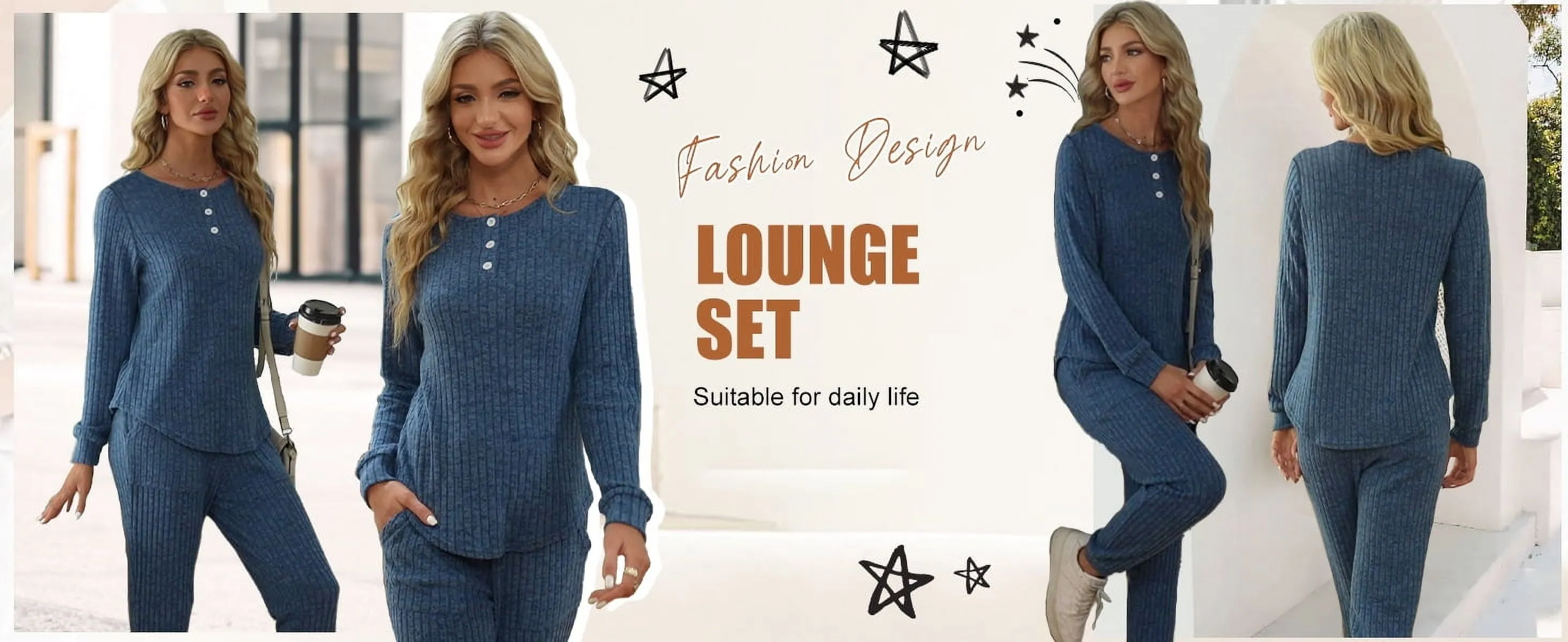 Two Piece Womens Pajama Sets Button down Shirts and Drawstring Pants with Pockets Solid Lounge Sets for Women