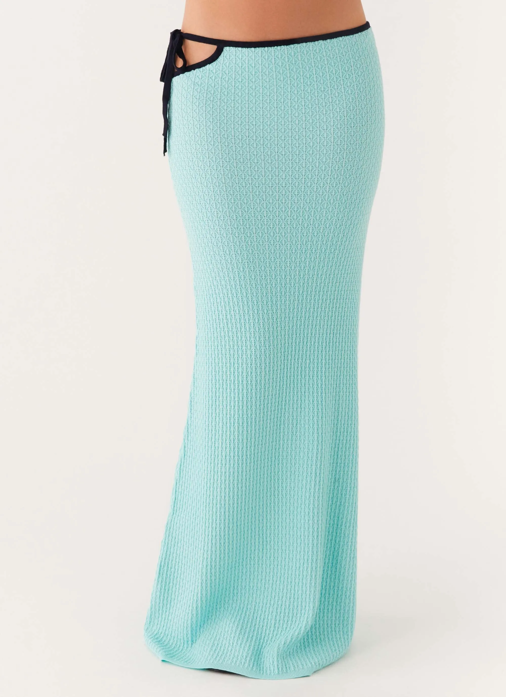 Cameron Crochet Maxi Skirt - Pale Blue Unisex style garden party