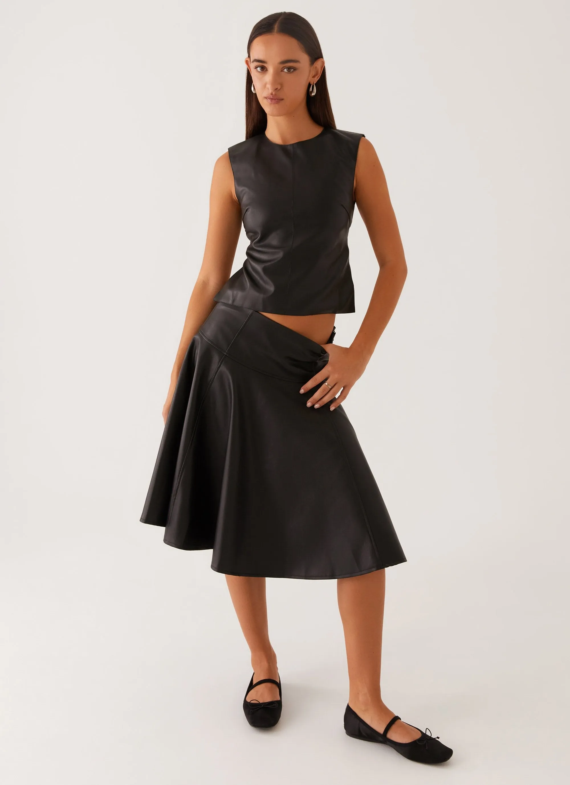 Sequined Finish Tyler Midi Skirt - Black
