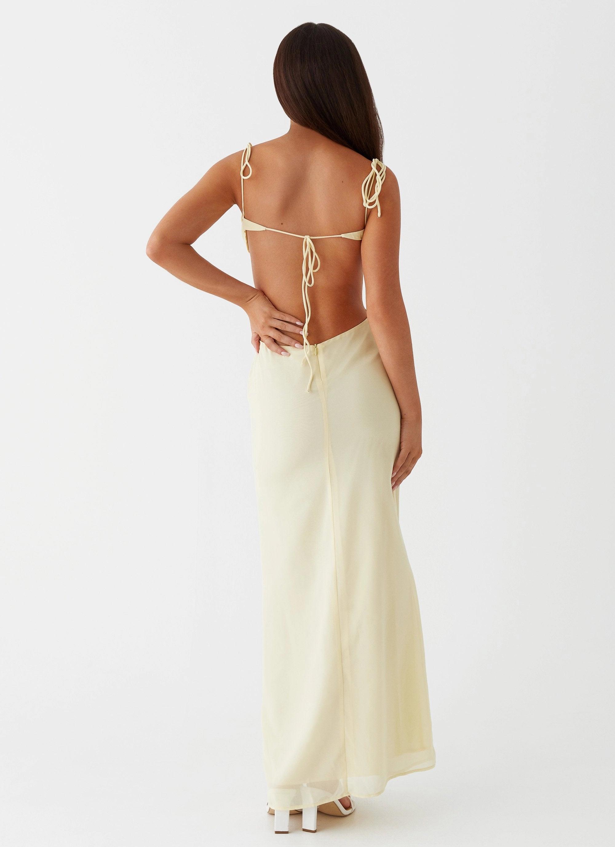 Tyra Ruched Maxi Dress - Yellow Balanced feel Perfect Shape