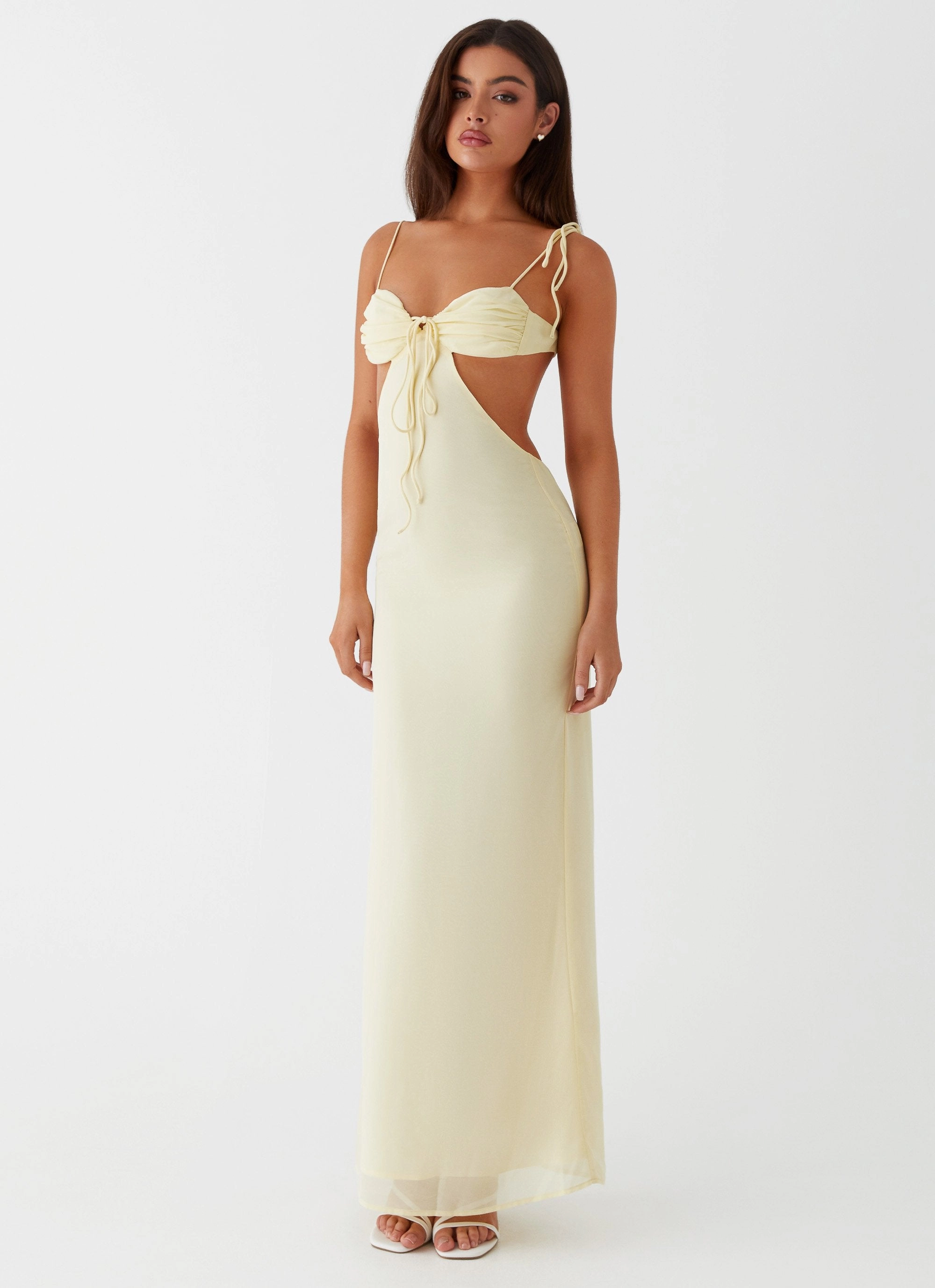 Tyra Ruched Maxi Dress - Yellow Signature-Style Casual event dress
