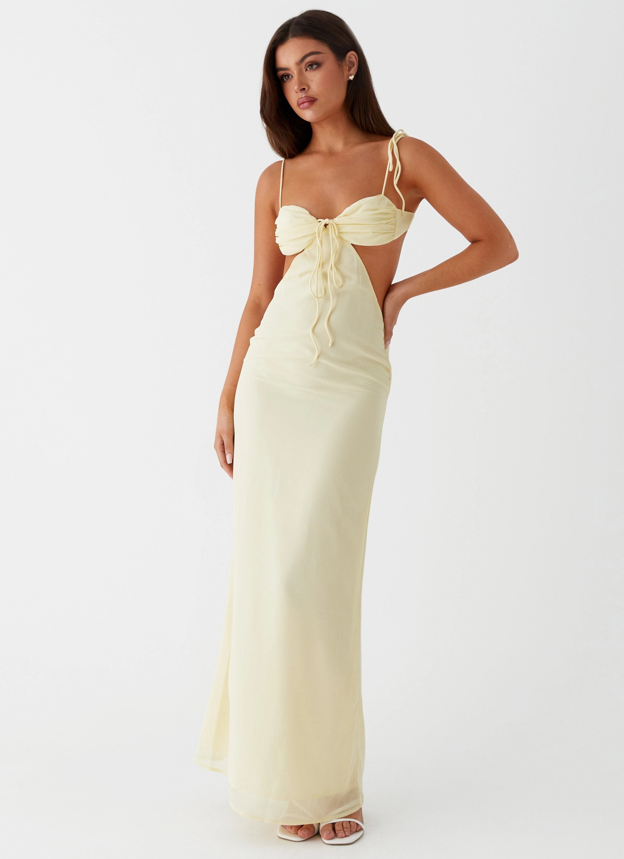 Relaxed Fit Look Tyra Ruched Maxi Dress - Yellow