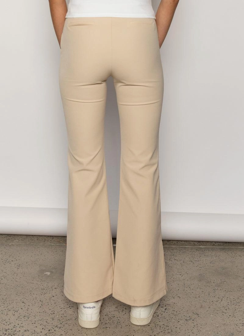Side slits Fashion Forward Ice Glider Pants - Beige