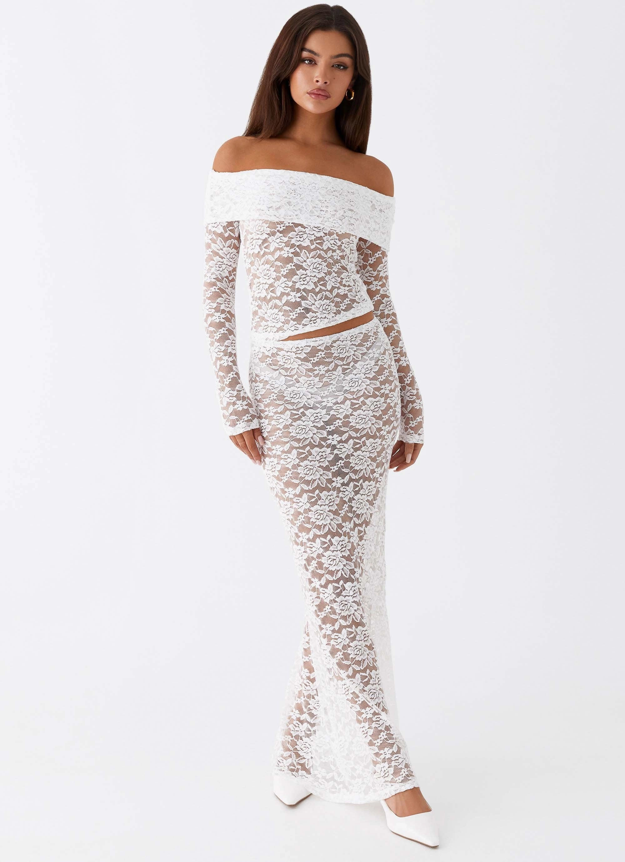 Zephyra Lace Maxi Skirt - White EcoFriendly Dye