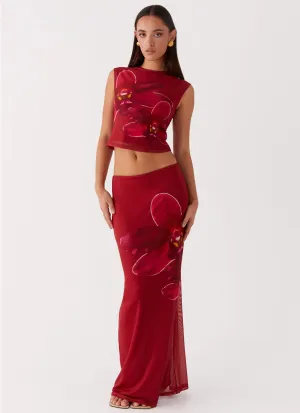 Waiting For Dawn Mesh Maxi Skirt - Rosa Non Restrictive Fit Minimal Vibes