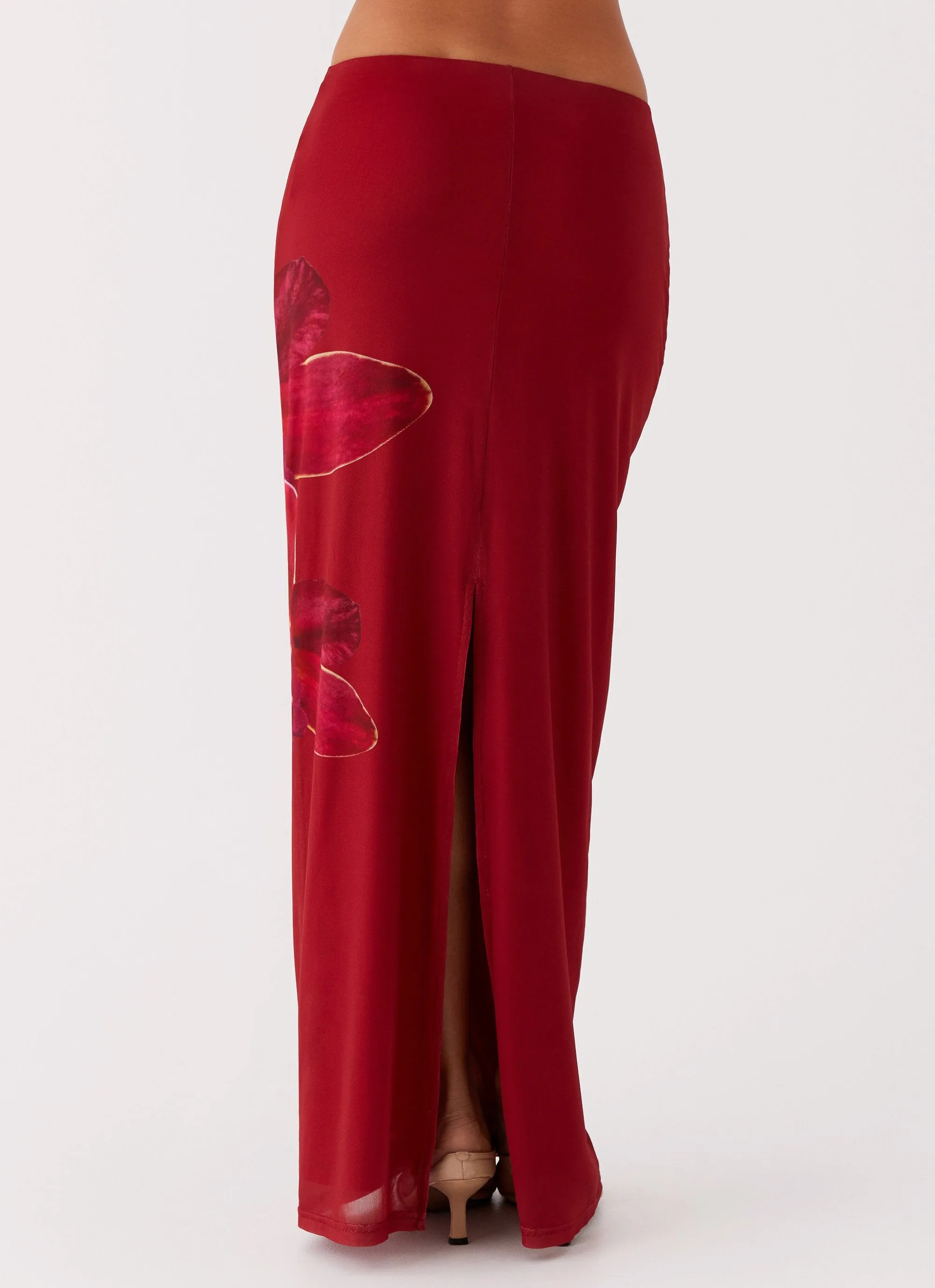 Waiting For Dawn Mesh Maxi Skirt - Rosa Ankle length