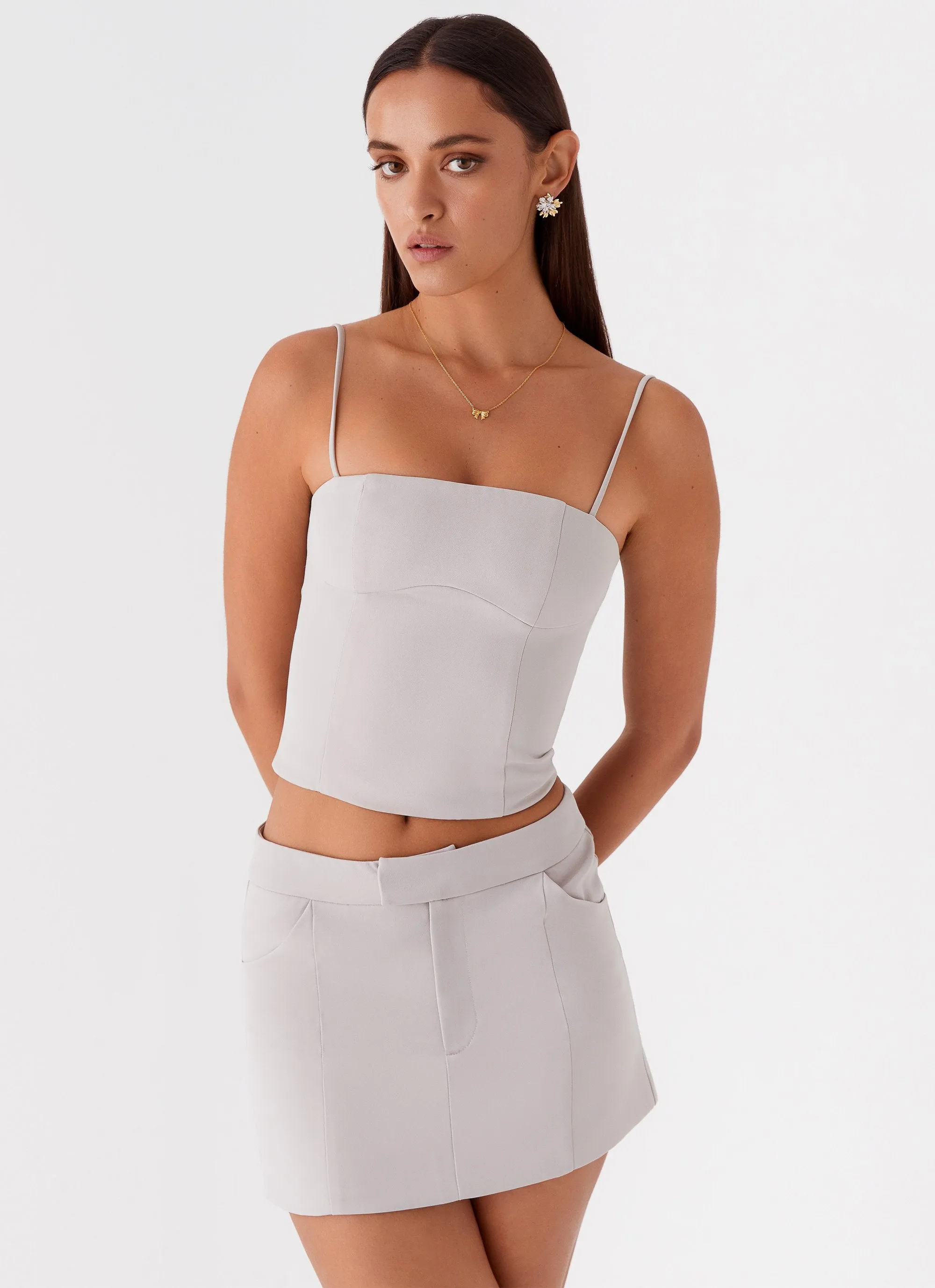 Eliana Suit Mini Skirt - Grey Sustainable Innovation Modest Wear