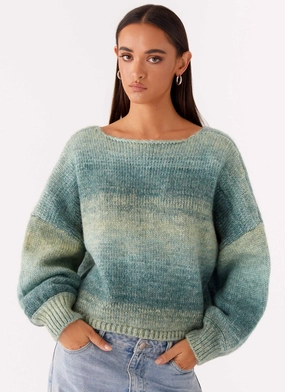 UltraStretch Lynne Oversized Jumper - Green Ombre HeatRegulating Lynne Oversized Jumper - Green Ombre