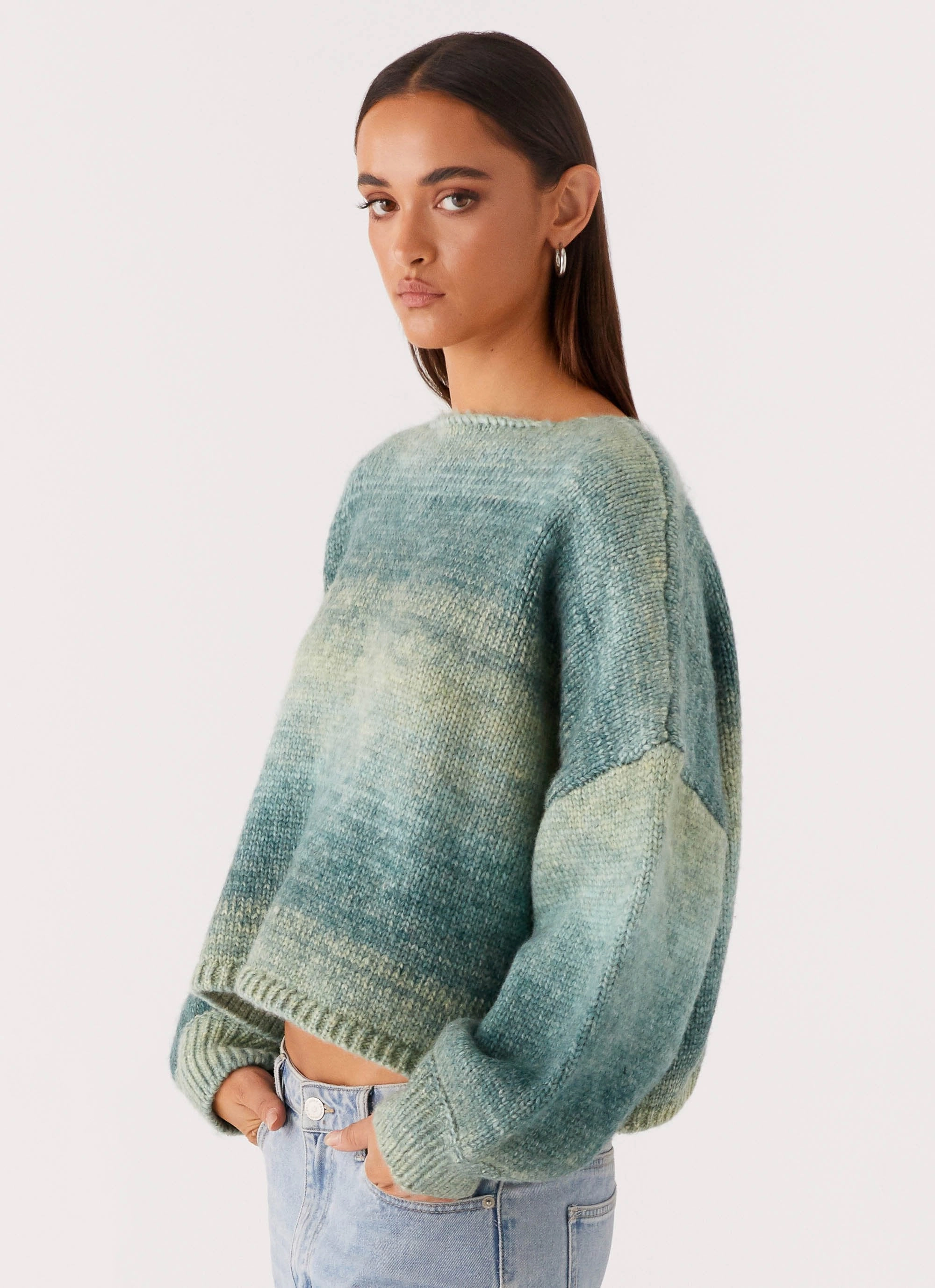 Lynne Oversized Jumper - Green Ombre Tunic top
