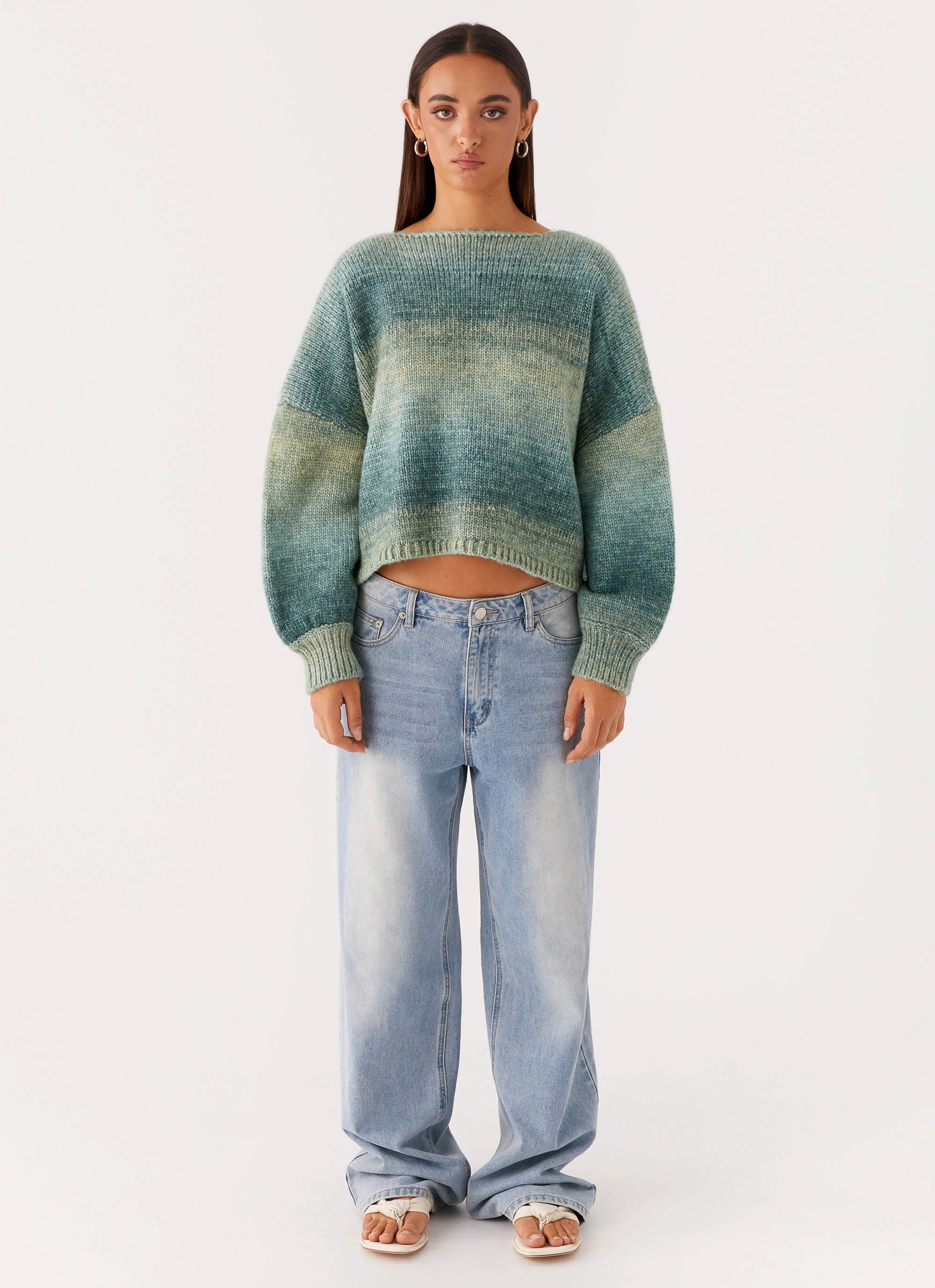 FadeResistant Finish Lynne Oversized Jumper - Green Ombre