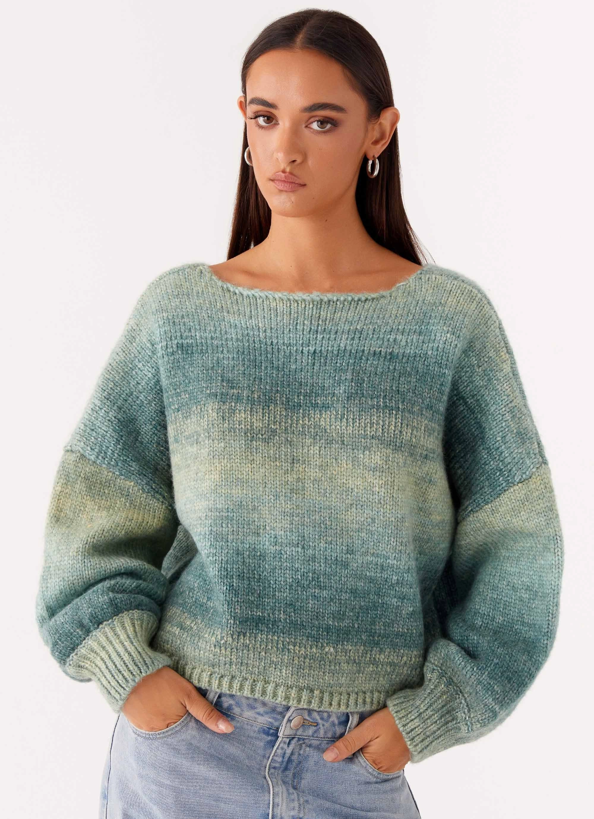 HeatRegulating Lynne Oversized Jumper - Green Ombre