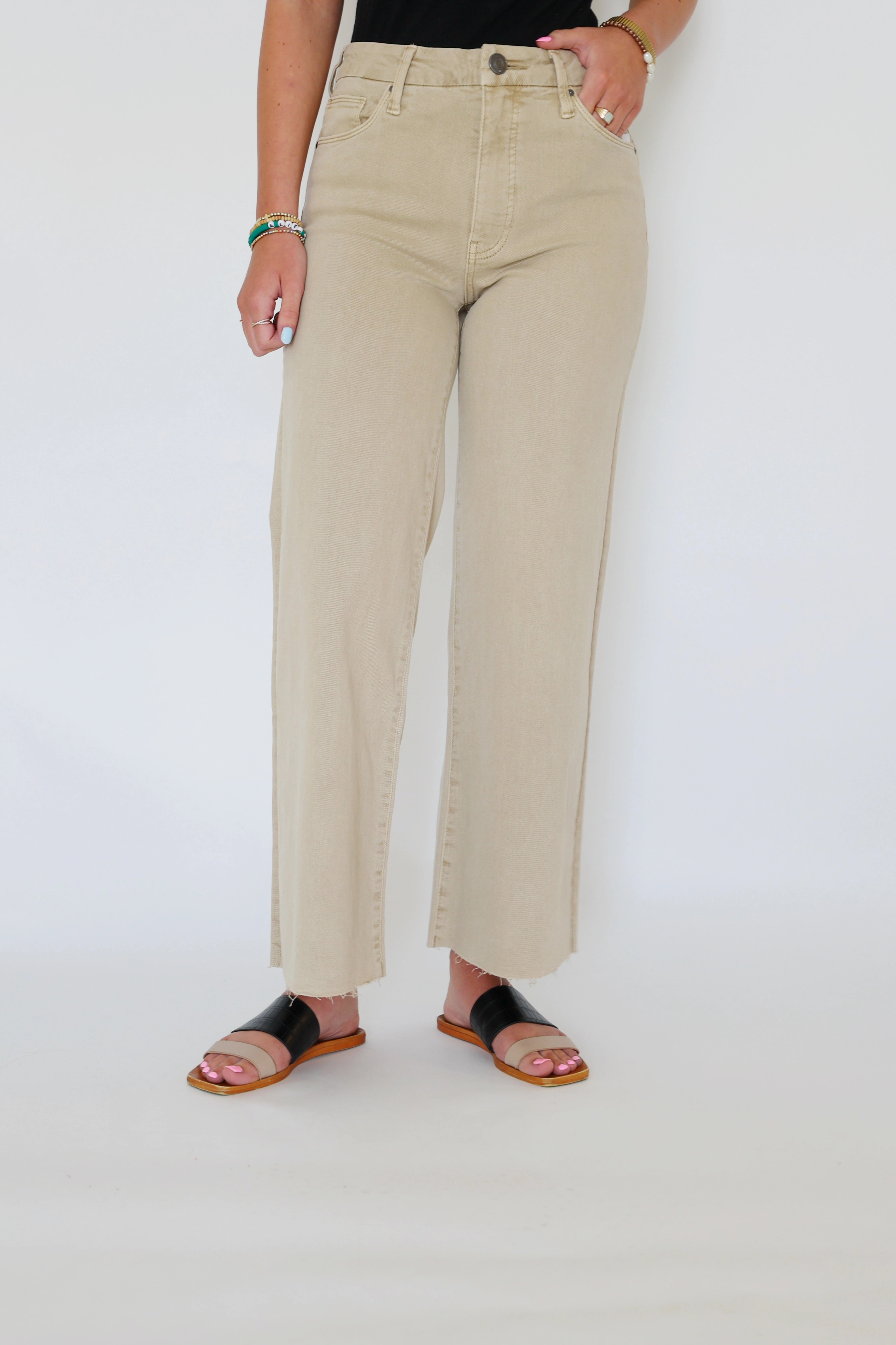 Meg High Rise Fab Ab- Biscuit DoubleStitched