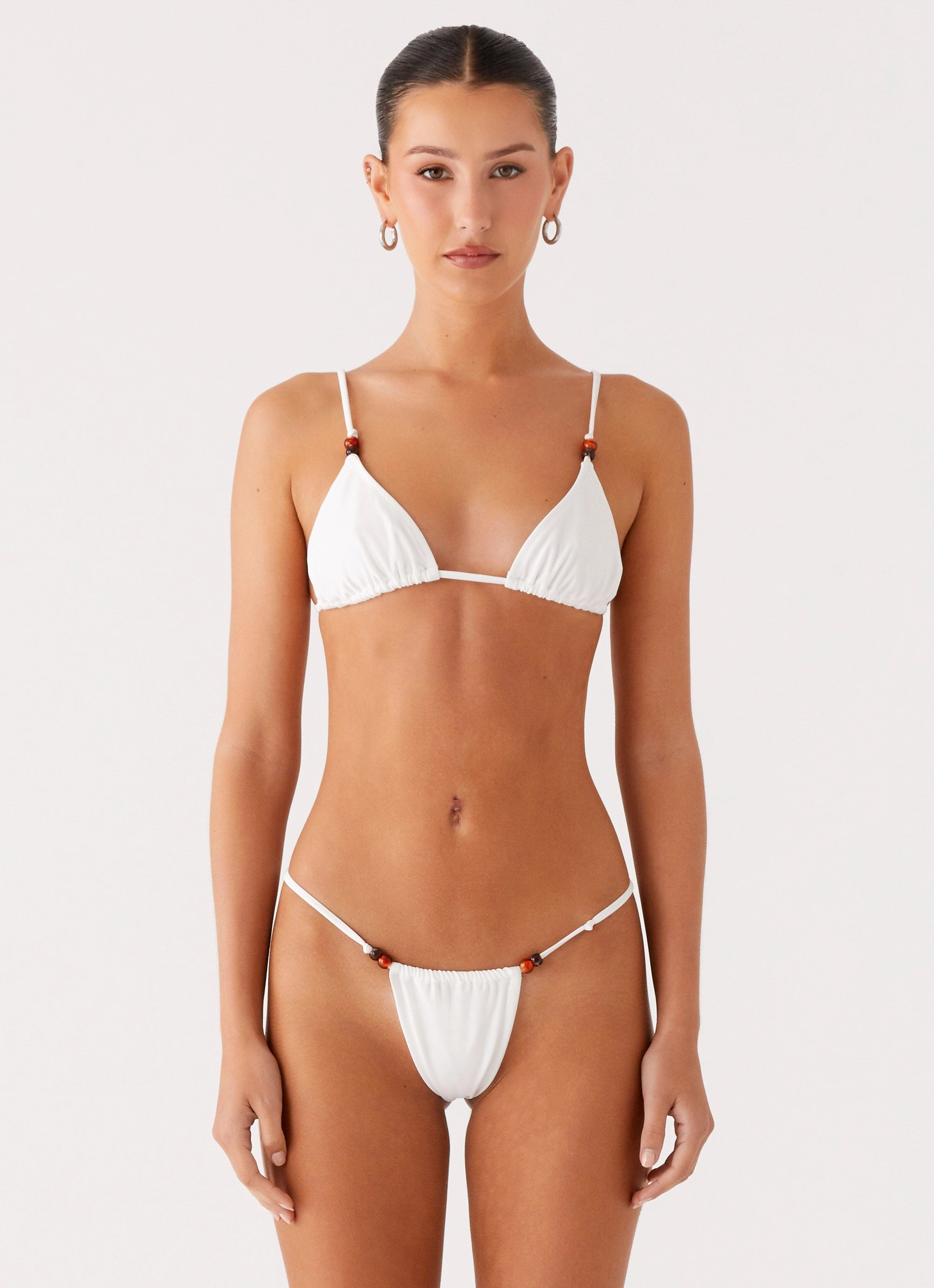 Ultra Soft Elastane poolside fashion Ivanka Bikini Bottoms - White