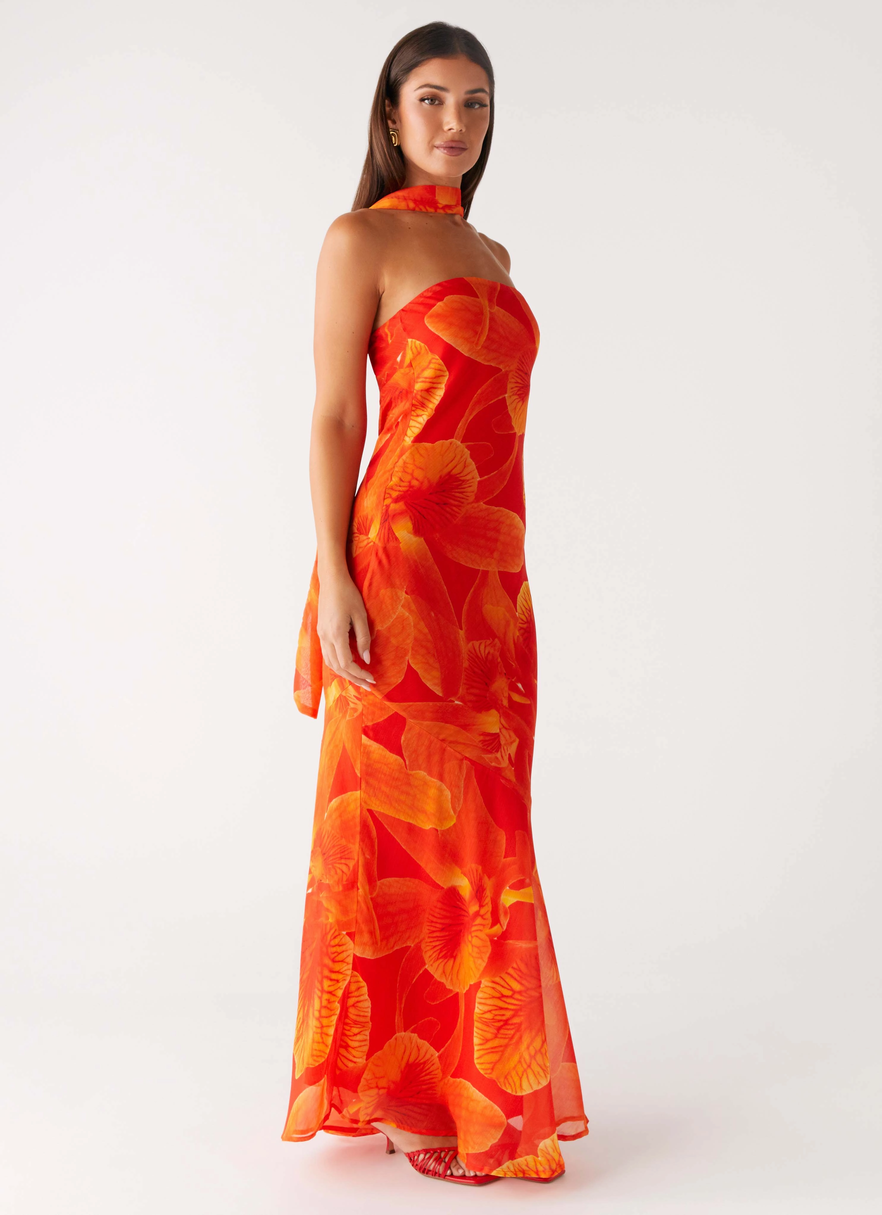 Under The Pagoda Maxi Dress - Orange Floral Stylish Mood Modern Soft