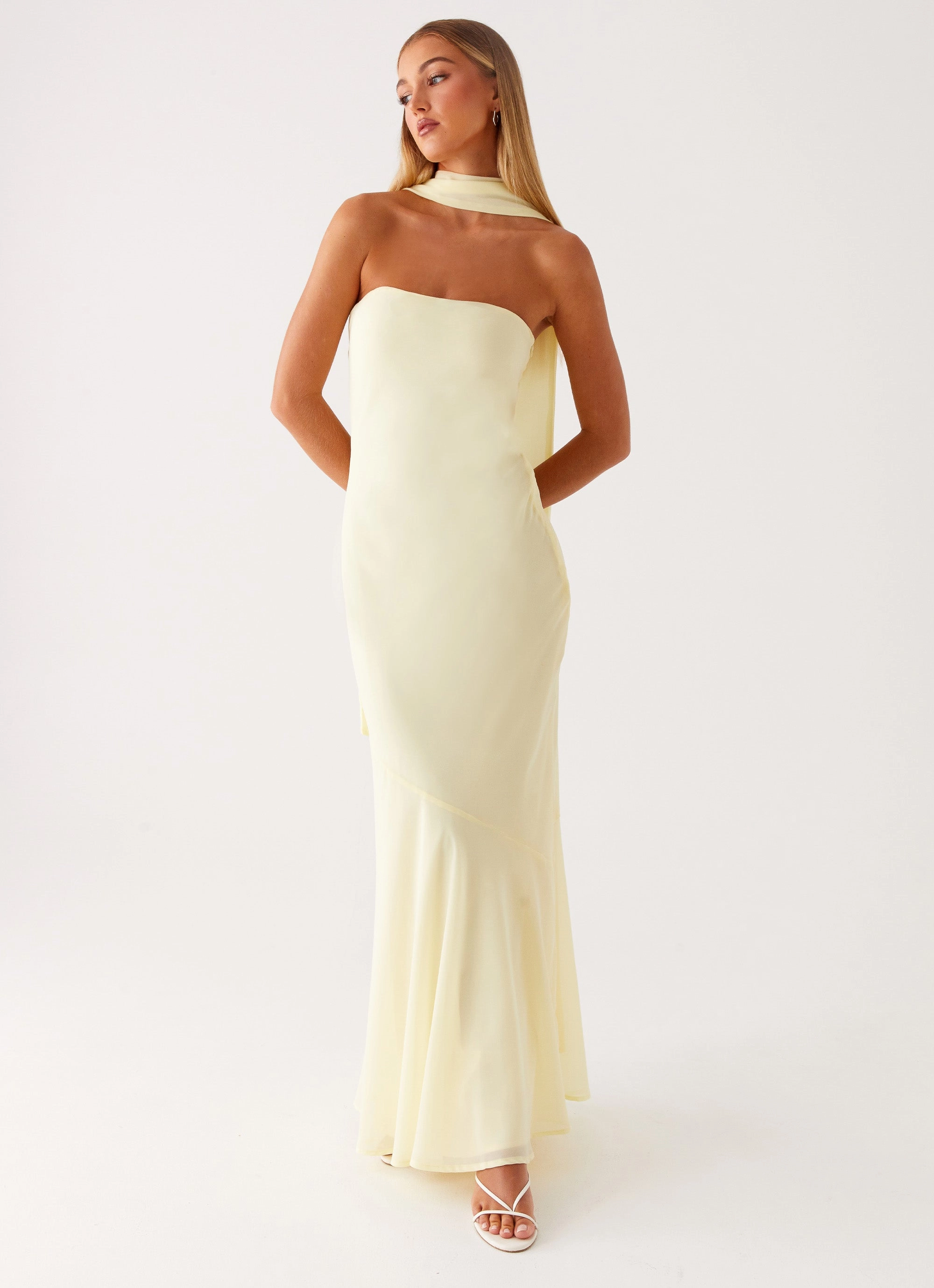 Under The Pagoda Maxi Dress - Yellow Modern Texture Calm Drape
