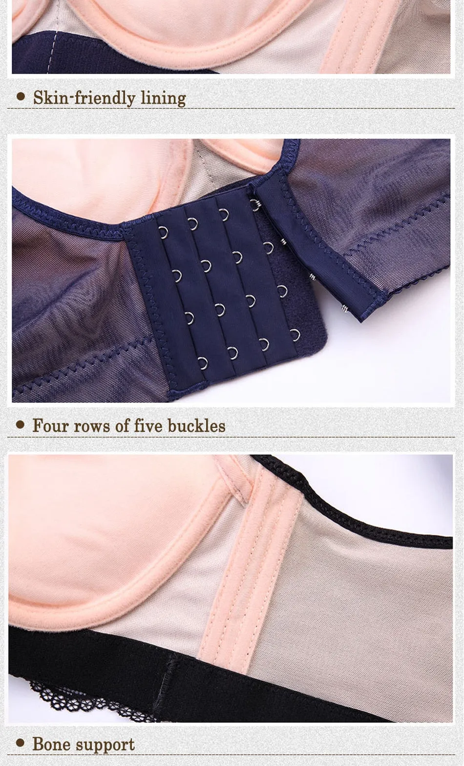 Underwire Lace Add Two Cup Push Up Padded Brassiere For Women A/B/C