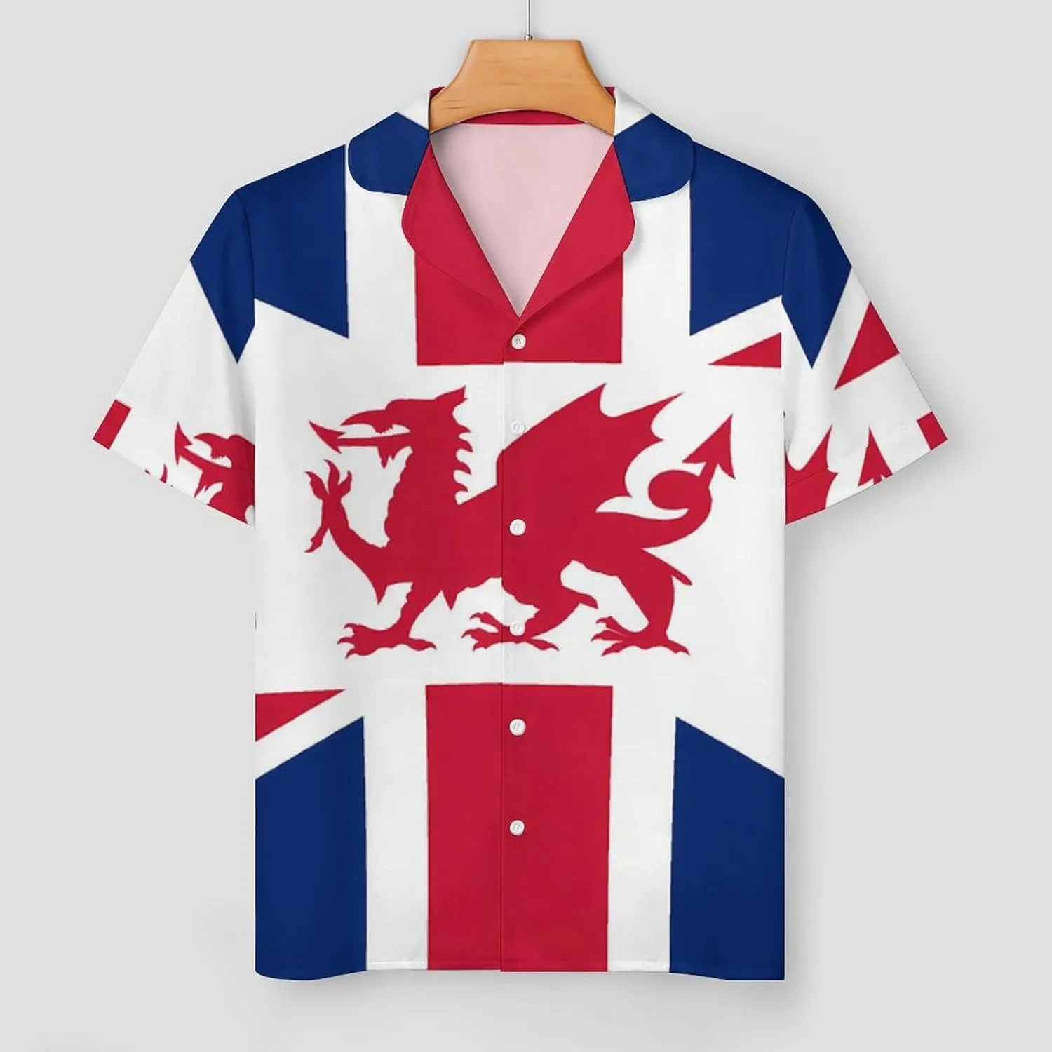 Union Flag (including Wales) Satin Pajamas For Women Set Botton Down Short Sleeves Silk Sleepwear