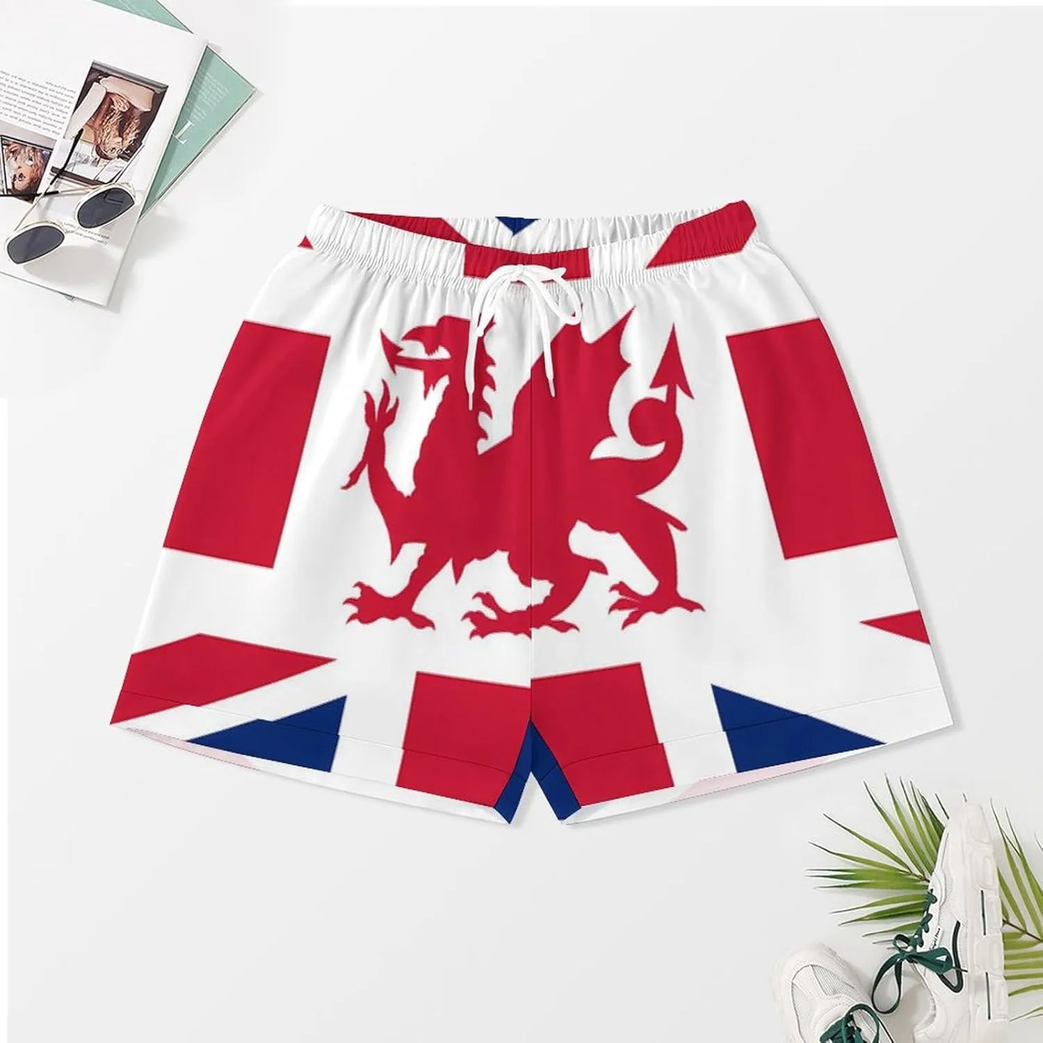 Union Flag (including Wales) Satin Pajamas For Women Set Botton Down Short Sleeves Silk Sleepwear